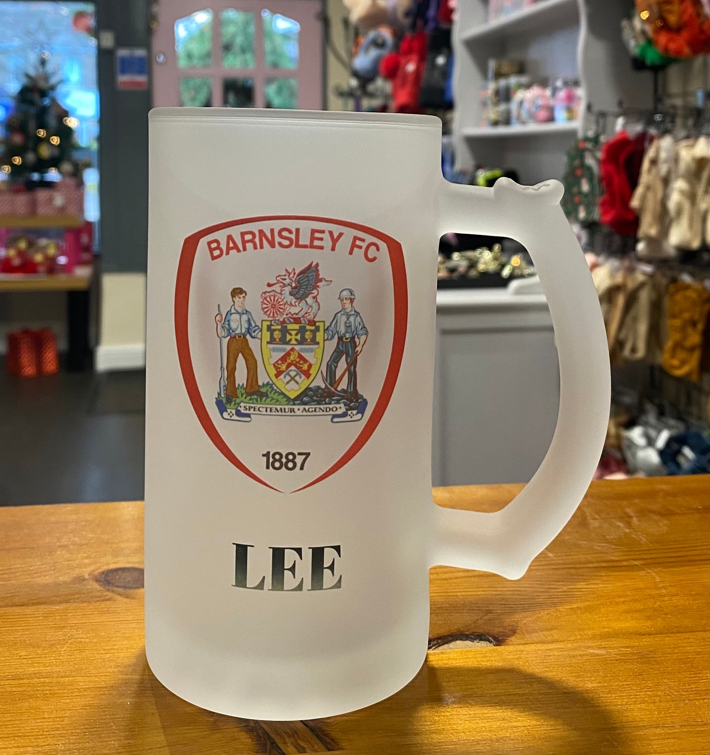 Barnsley Frosted Glass Stein, 16oz Glass, 450ml, Cold Use, Perfect Gift, Personalised