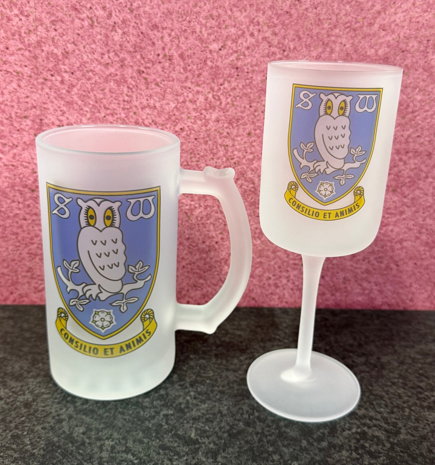 Sheffield Wednesday, Stein & Goblet Set, Frosted Glass, Personalised, Glass, Football