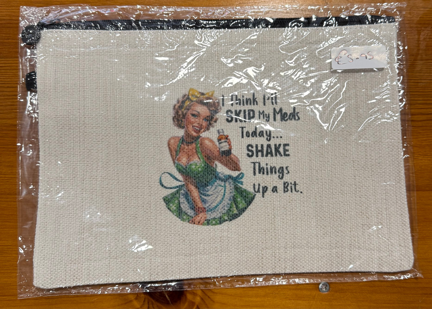 I think ill shake it up today, Large Linen Cosmetic Bag, Funny Quote, Personalised
