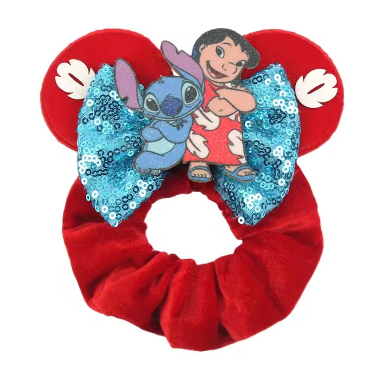 Mouse Ear Velvet Scrunchie, Lilo & Stitch, Alien, Fun, Princess