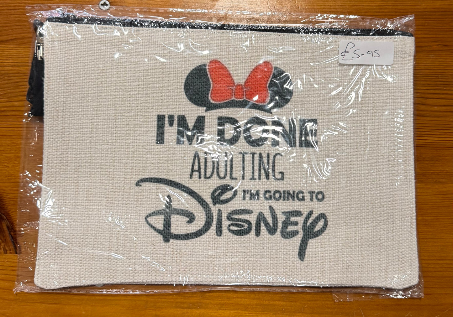 I’m going to Disney, Large Linen Cosmetic Bag, Funny Quote, Personalised