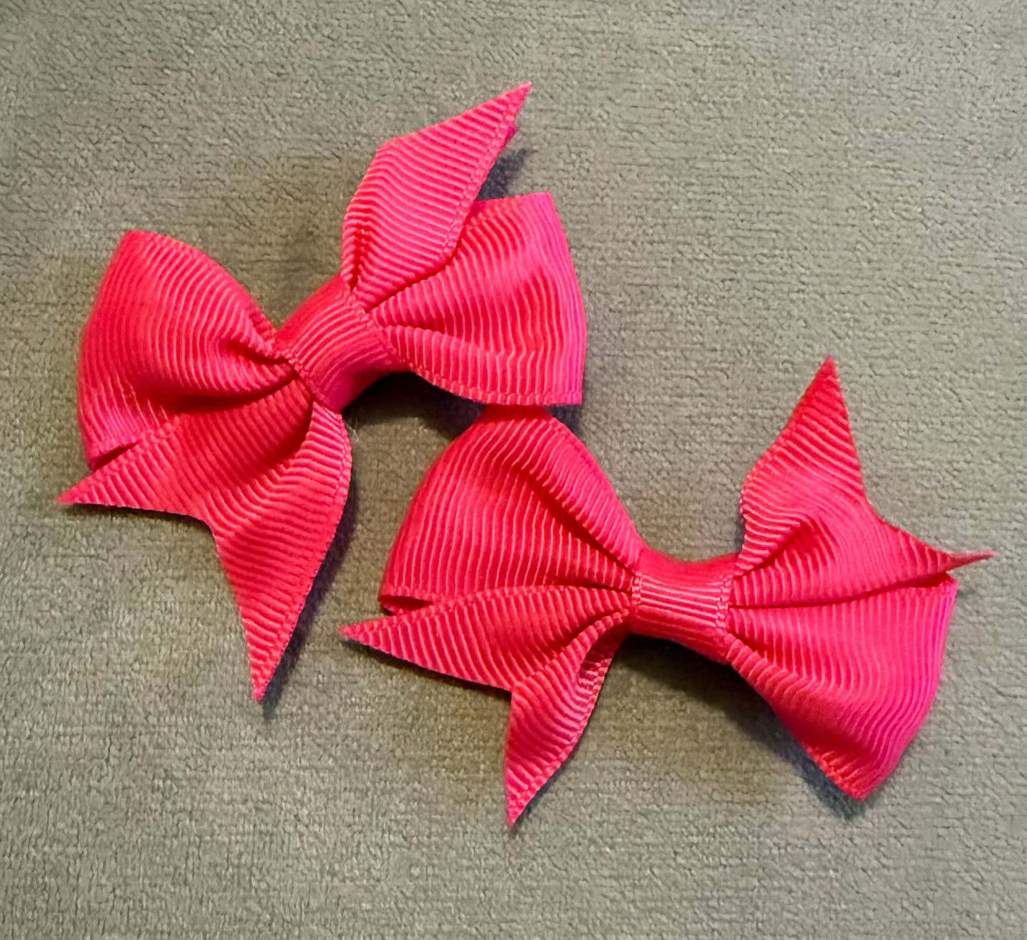 Bright Pink Bows, Ribbon Hairbows, Hair, Bow, School, Hair Clip