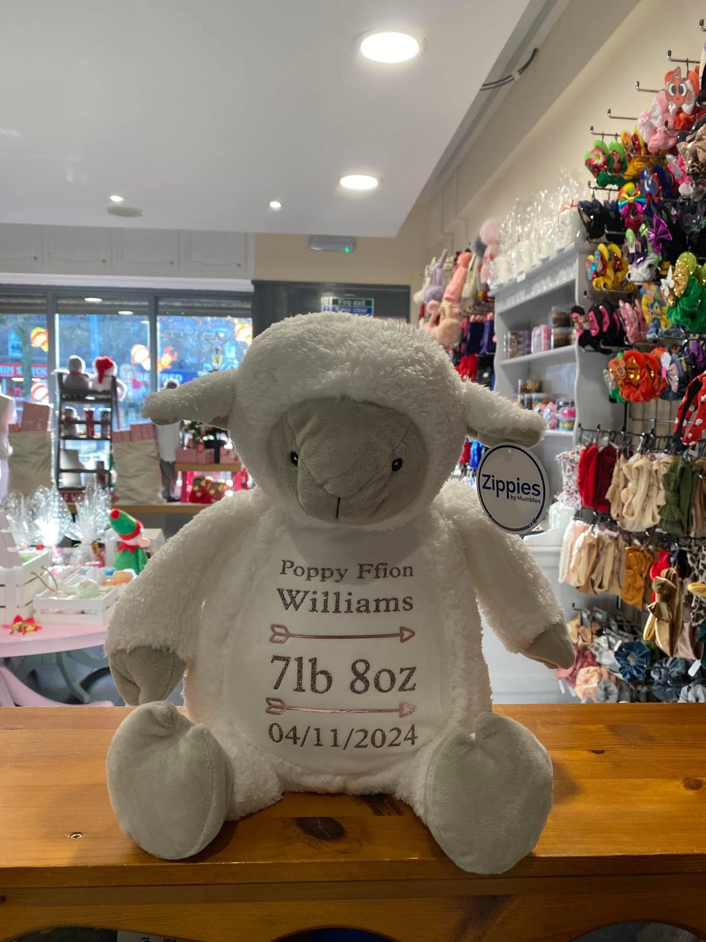 Lamb, Sheep, Mumbles Bear, Personalised Soft Toy