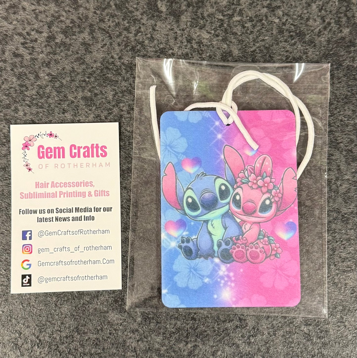 Stitch & Angel, Hanging Air Freshener, Cute Car Air Freshener
