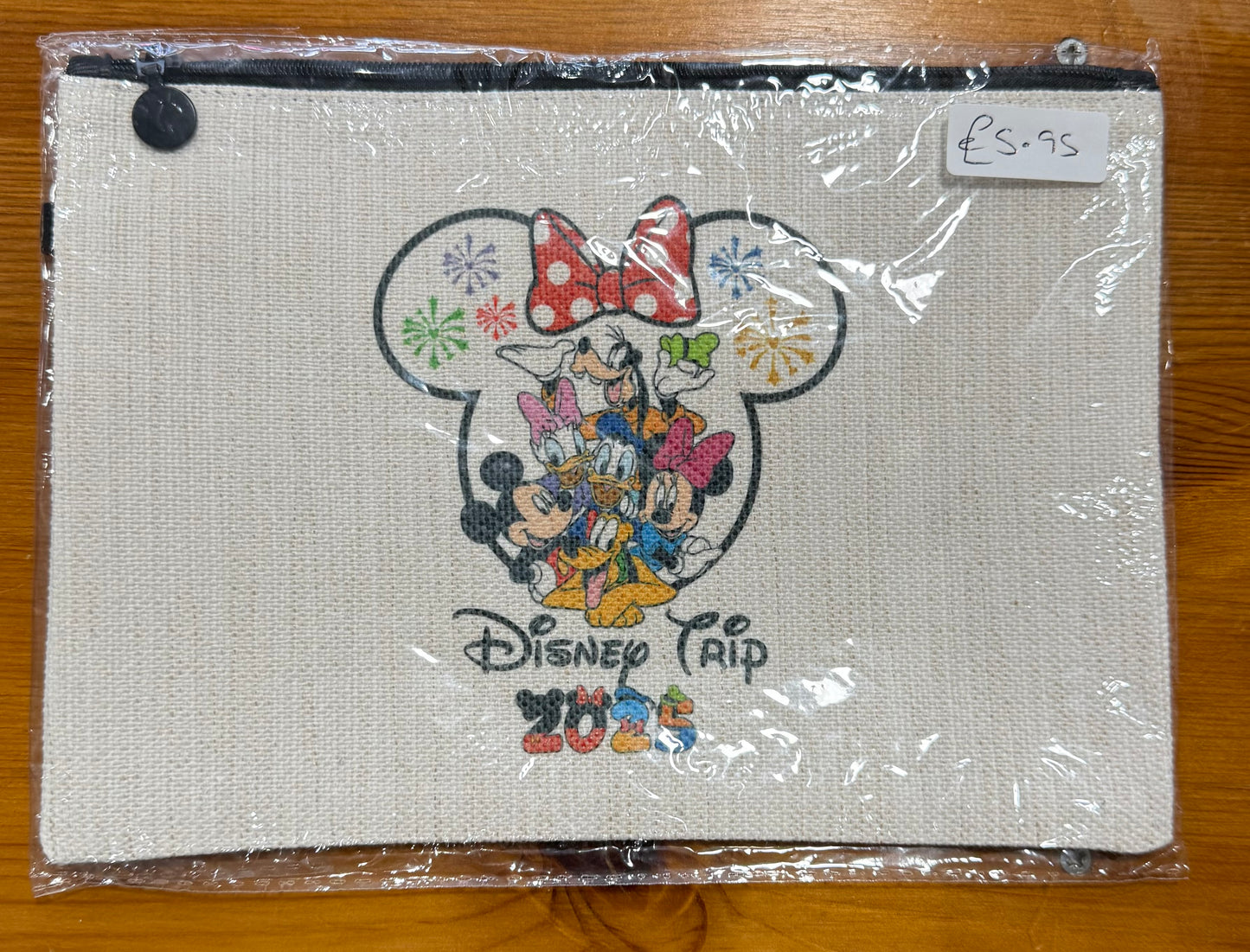 Disney Trip 2025, Large Linen Cosmetic Bag, Funny Quote, Personalised