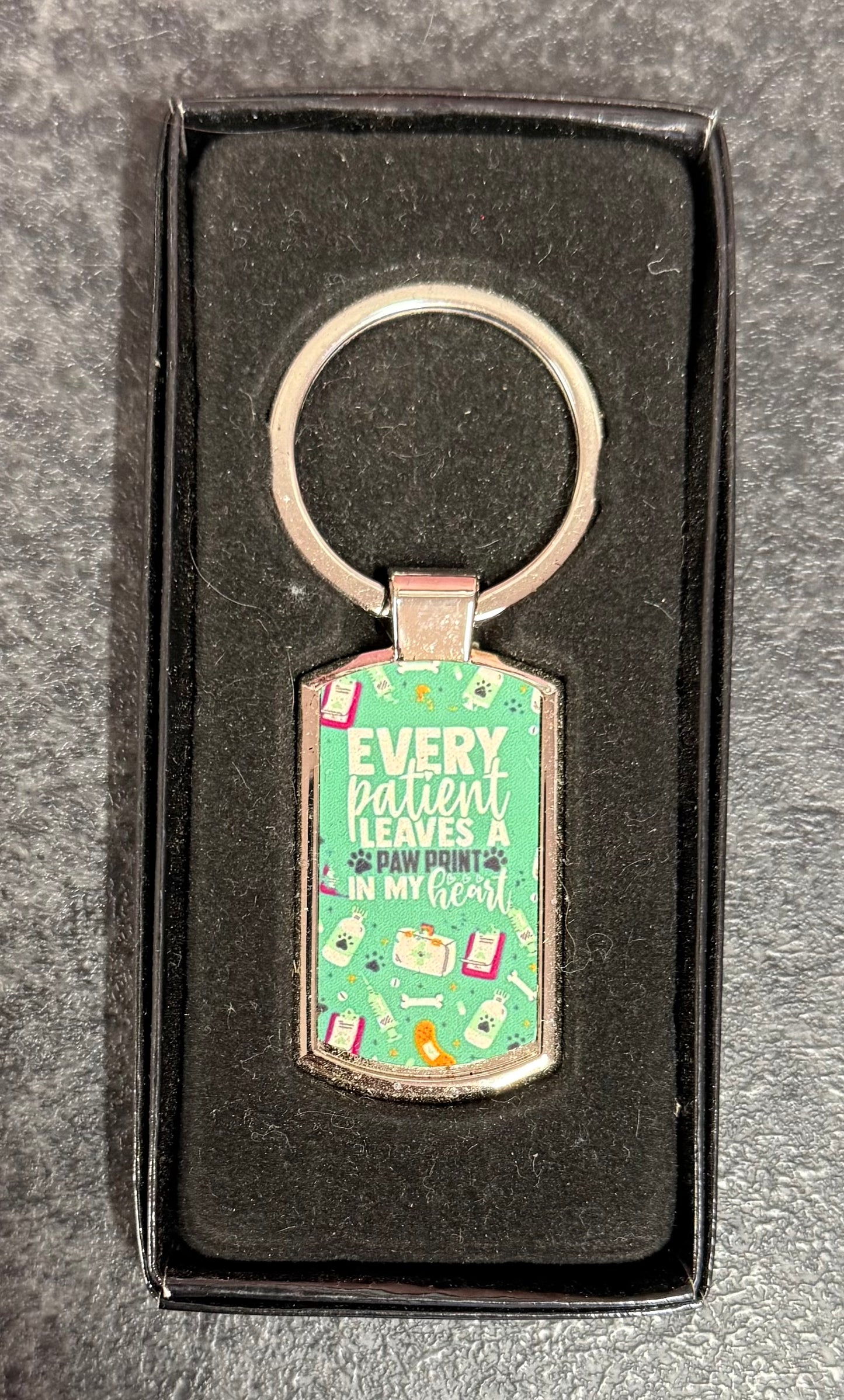 Every patient leaves a paw print in my heart, Metal Keyring, Key Ring