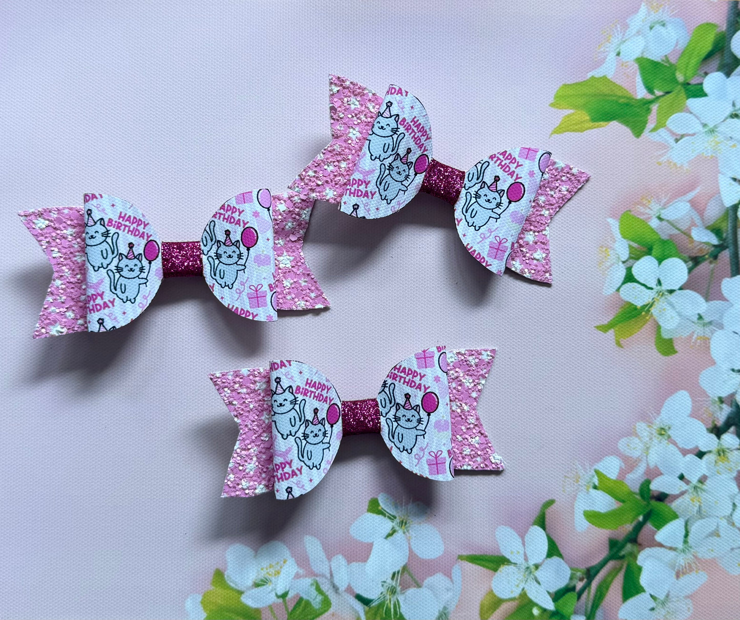 Handmade Pink Birthday Hairbow, Hair, Bow, Clip