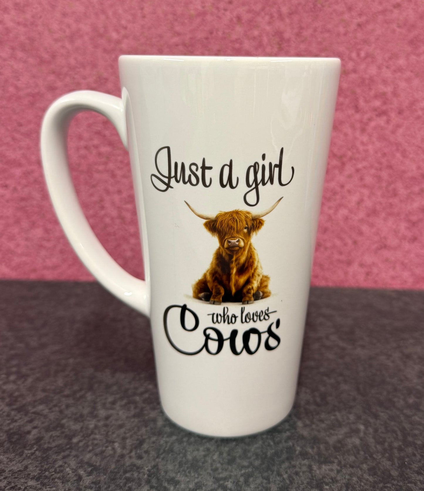 Just a Girl who loves cows, Latte, 17oz, Large, Ceramic Mug, Personalised, joke, funny