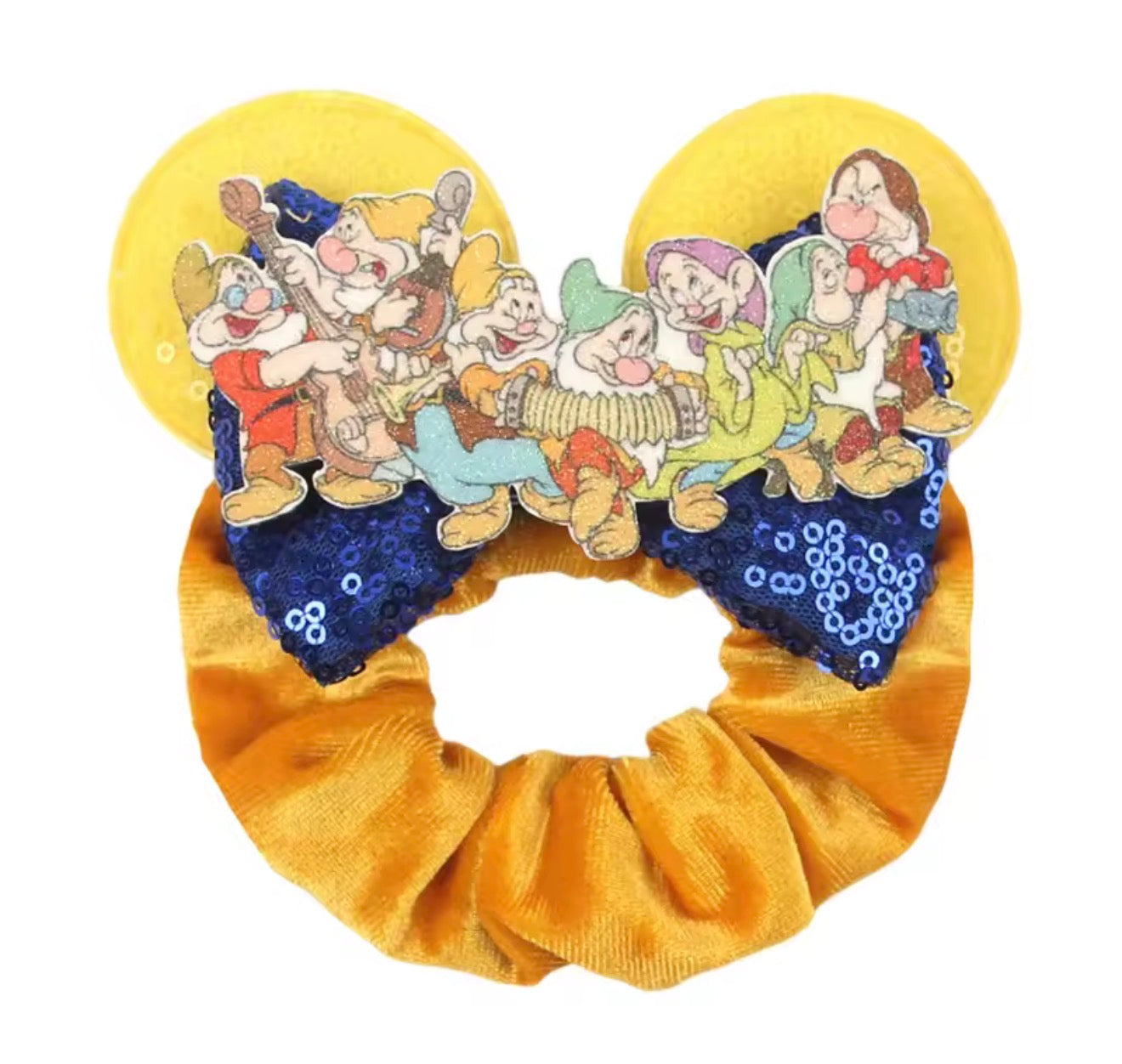 Mouse Ear Velvet Scrunchie, Snow White, 7 Dwarfs, Princess, Fun