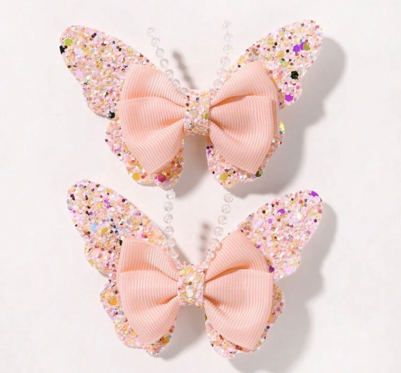 Sparkly Peach Butterfly, Hairbows, Hair, Bow, Hair Clip