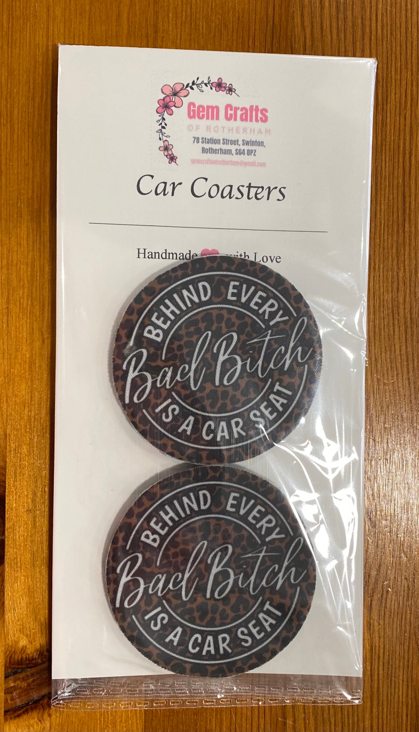 Behind Every Bad B*tch, is a car seat, Car Coasters, Funny Car Decoration, Set of 2