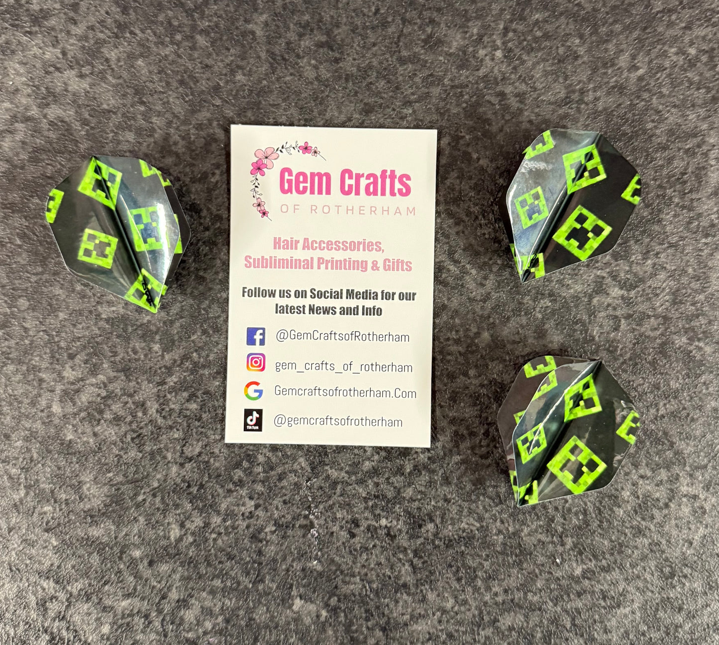 Dart Flyts, Dart Flights, Set of 3, Minecraft, Kids