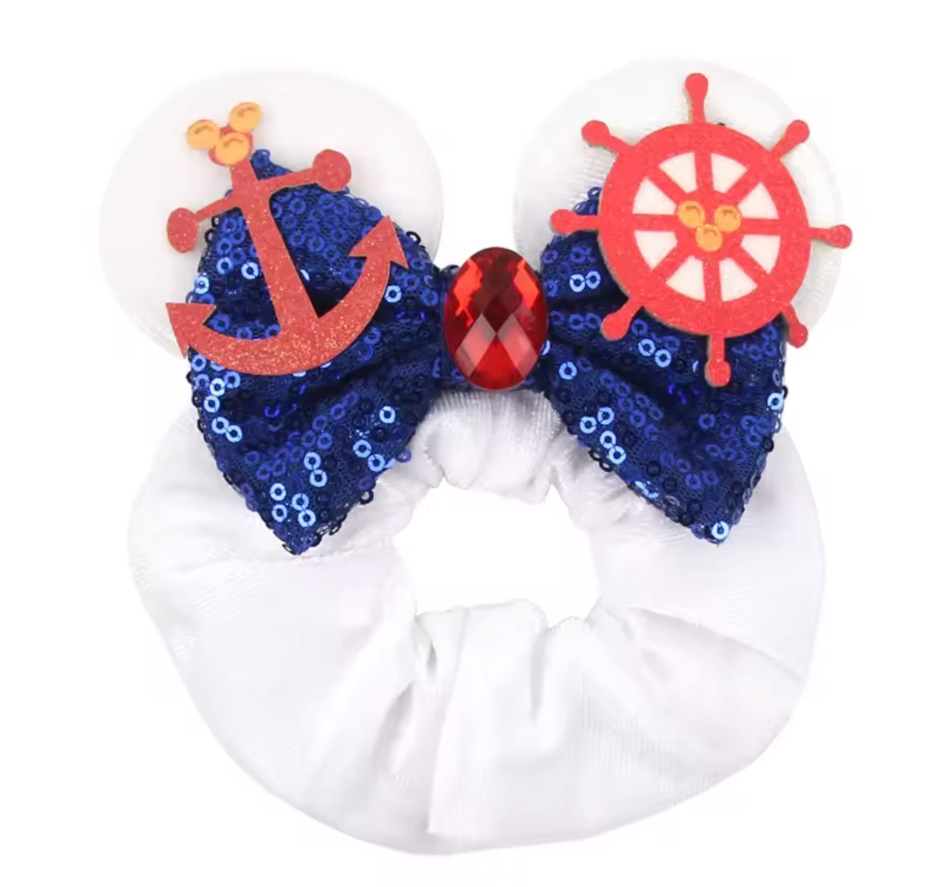 Mouse Ear Velvet Scrunchie, Cruise, Ocean, Fun