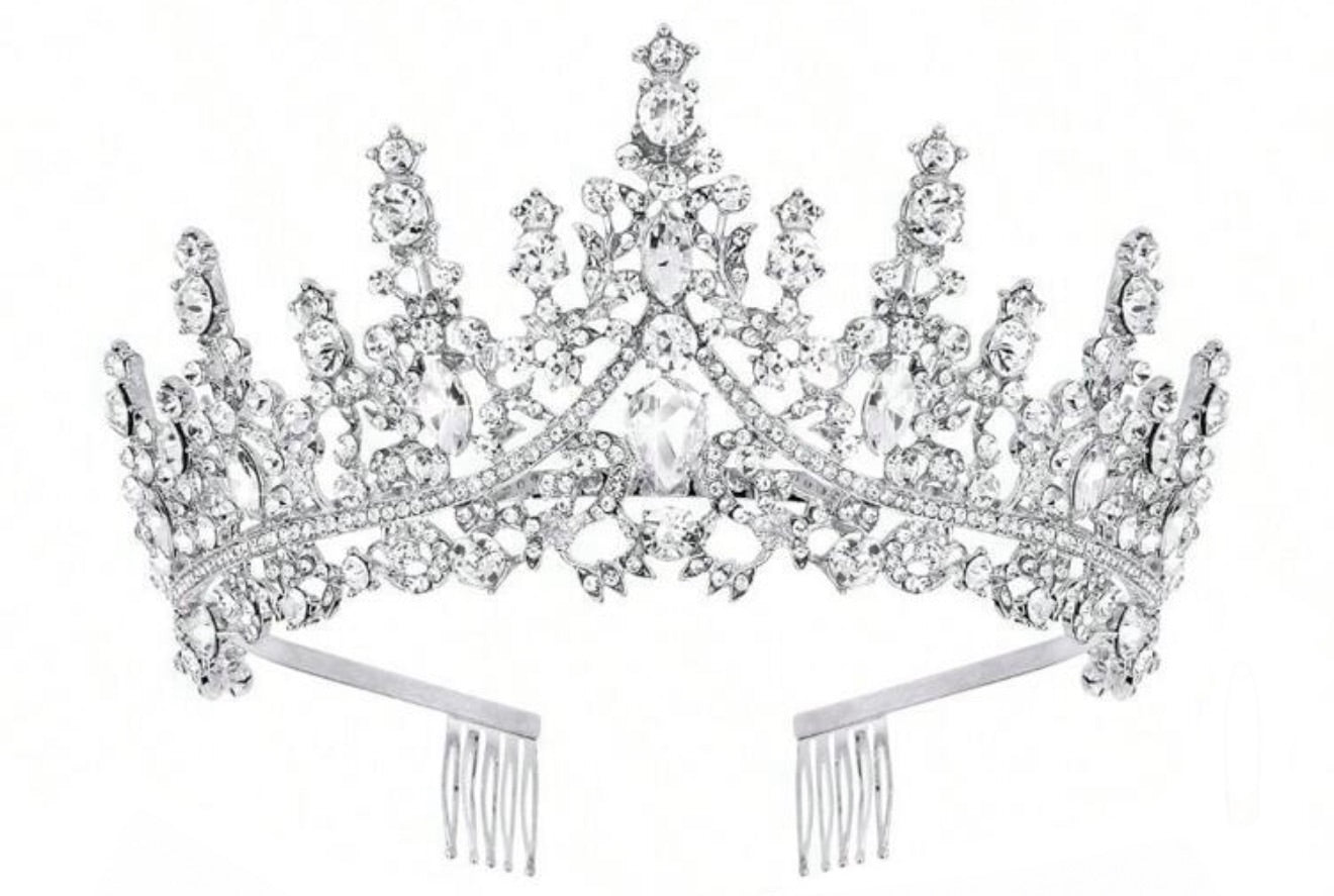 Diamanté Tiara, Silver Colour, Heavy, Metal, Wedding, Birthday, Prom