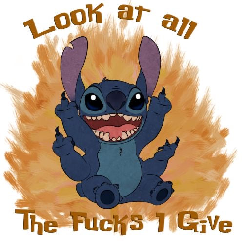 Look at All the Fucks I give,Thermos, Travel Mug, Stitch