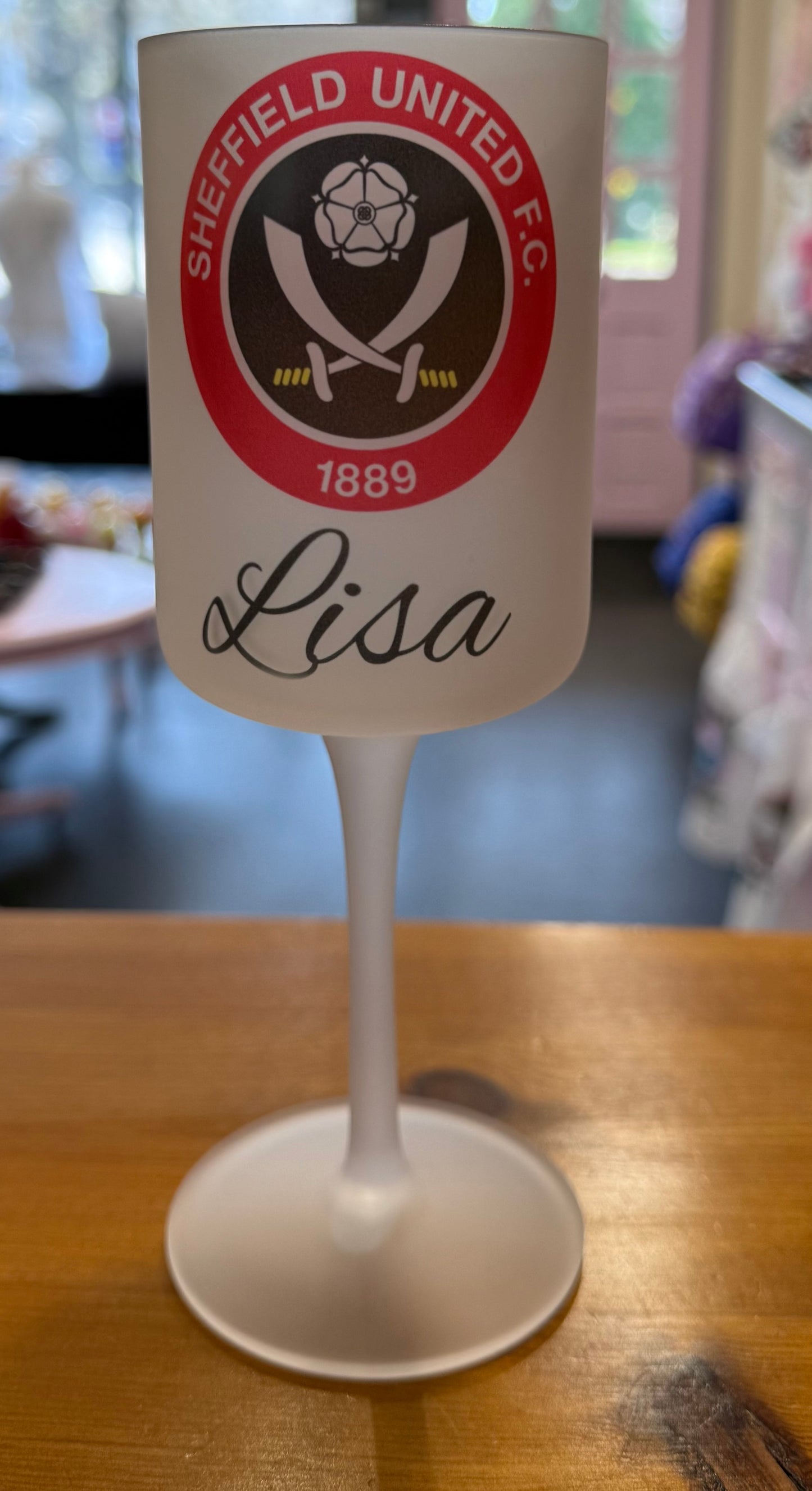 Sheffield United, Wine Goblet Glass, Personalised