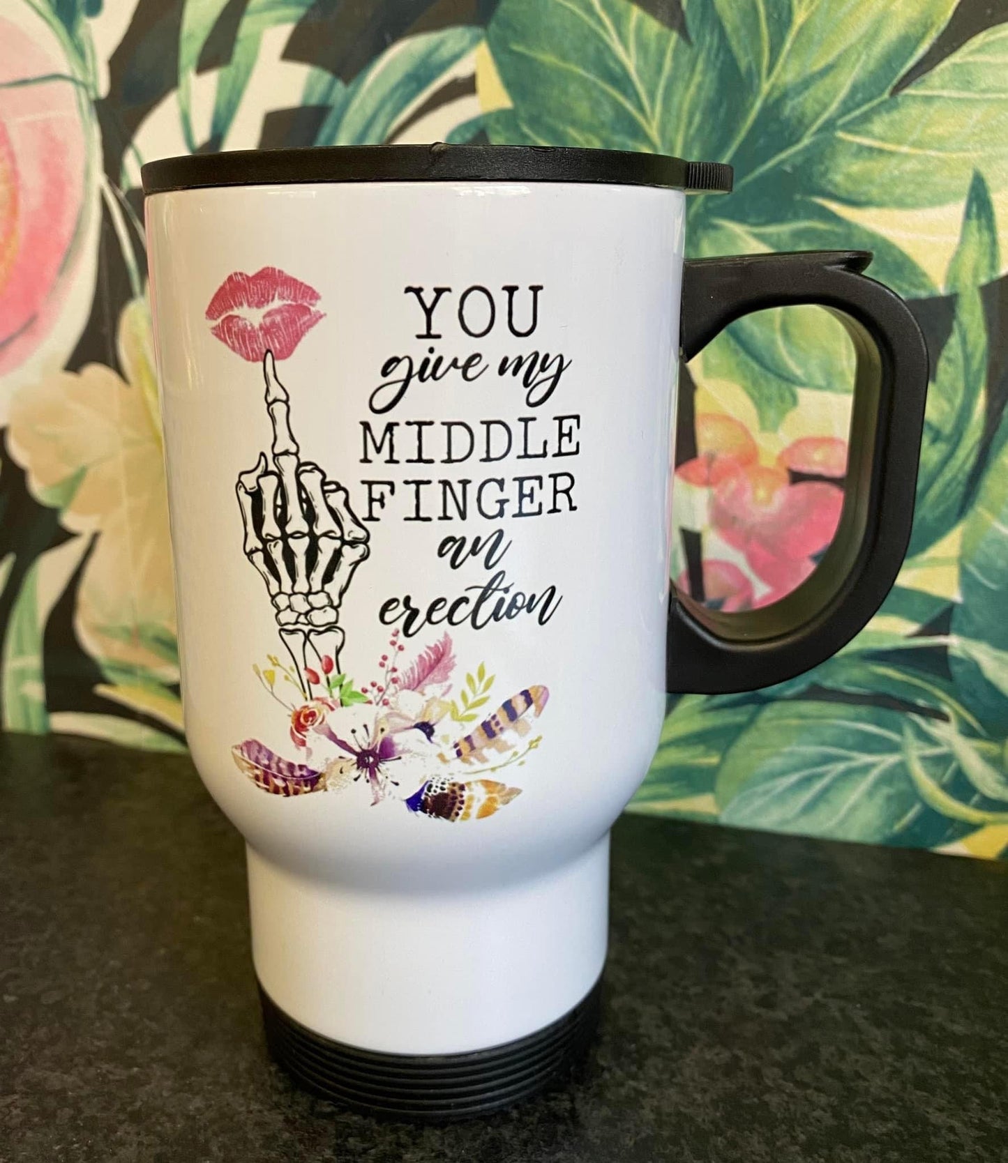 You give my Middle Finger a Erection Travel Mug, Thermos Mug