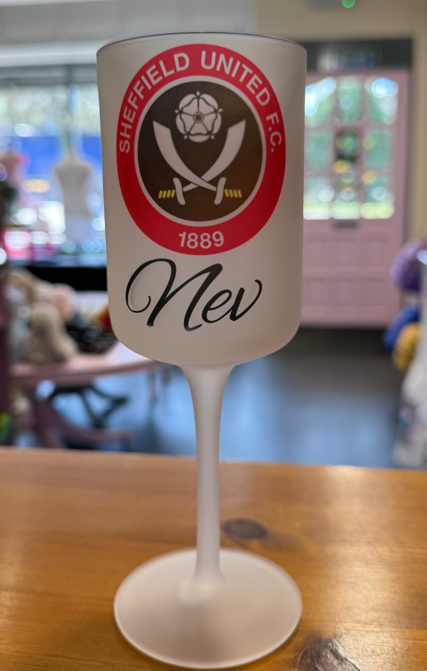 Sheffield United, Wine Goblet Glass, Personalised
