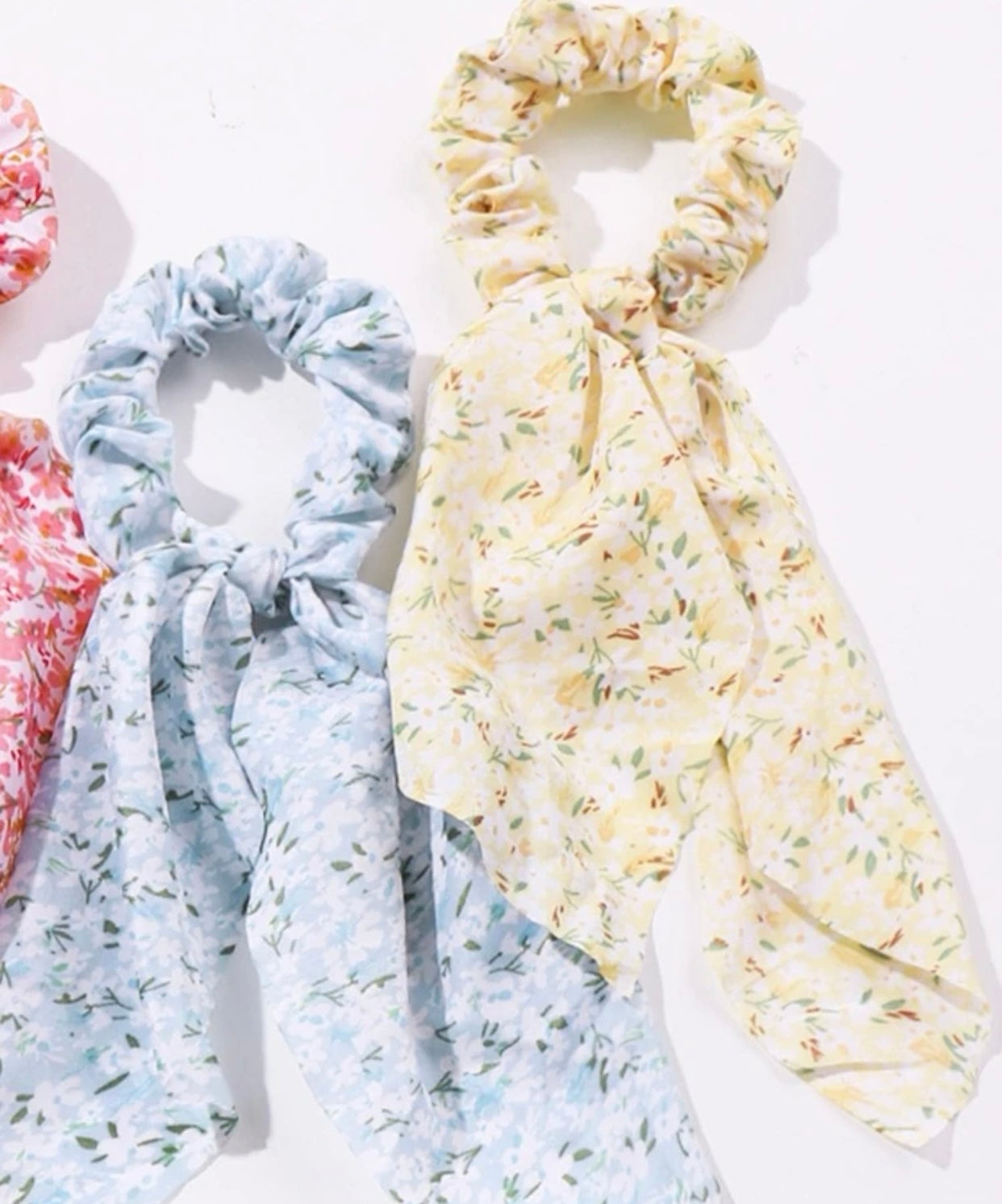 Floral Tassel Scrunchies, Flowers, Summer Scrunchies, Choice of Colours
