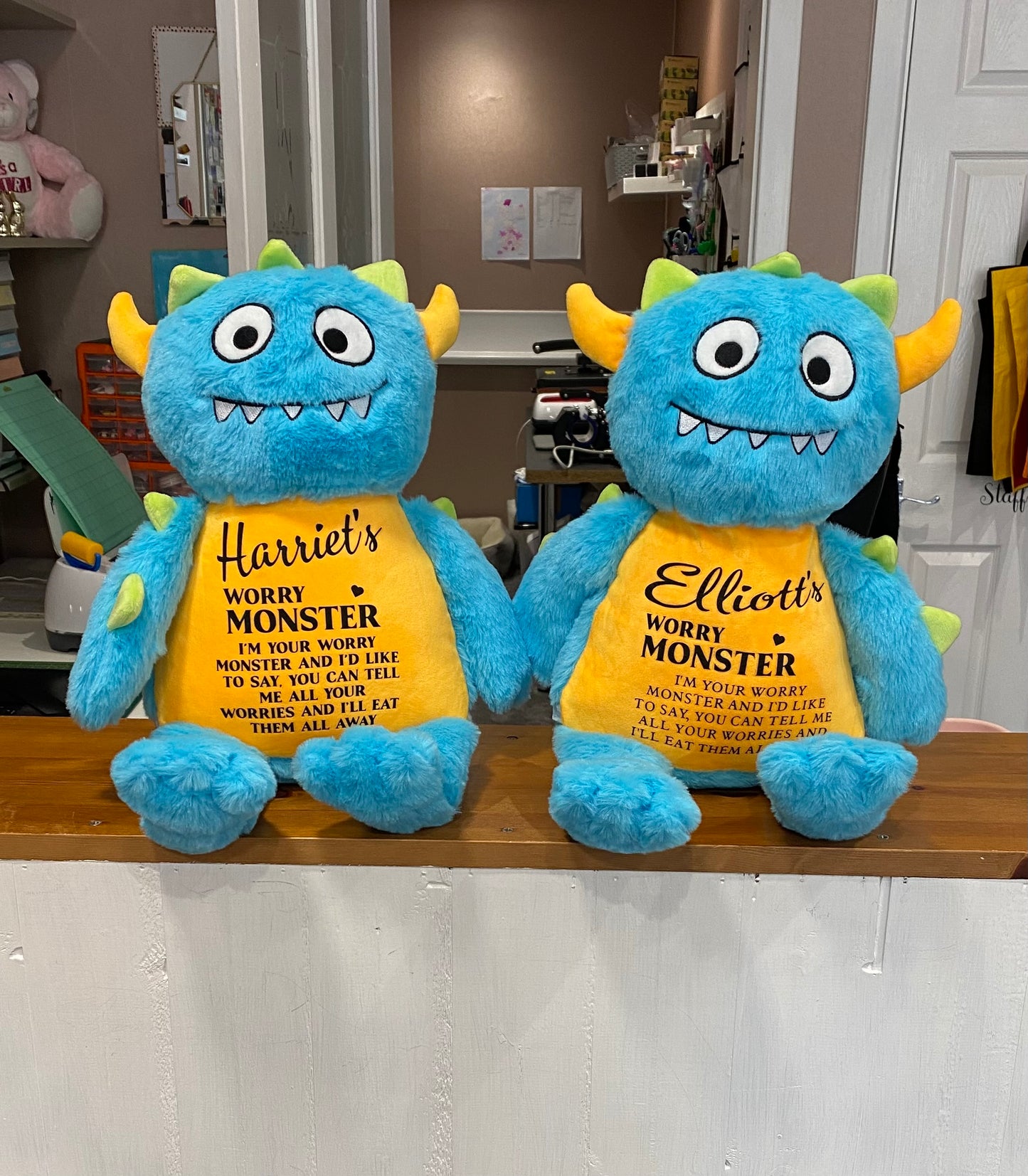 Blue Worry Monster, Tummi Bear, Personalised Soft Toy