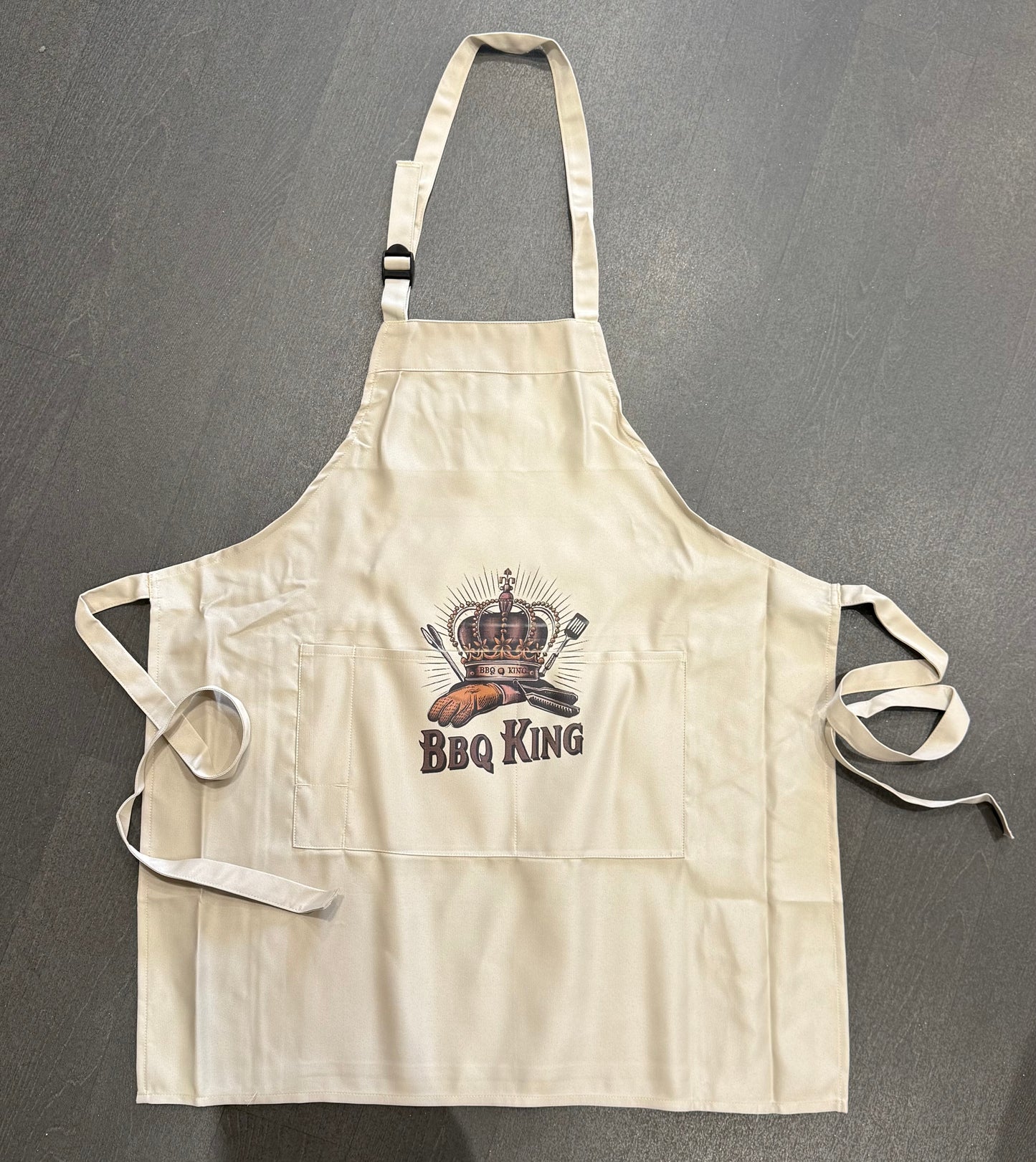 BBQ King Adult Apron, Pink, White or Beige Pinny, Cooking, Baking, Personalised, Unisex, Mens, Women’s