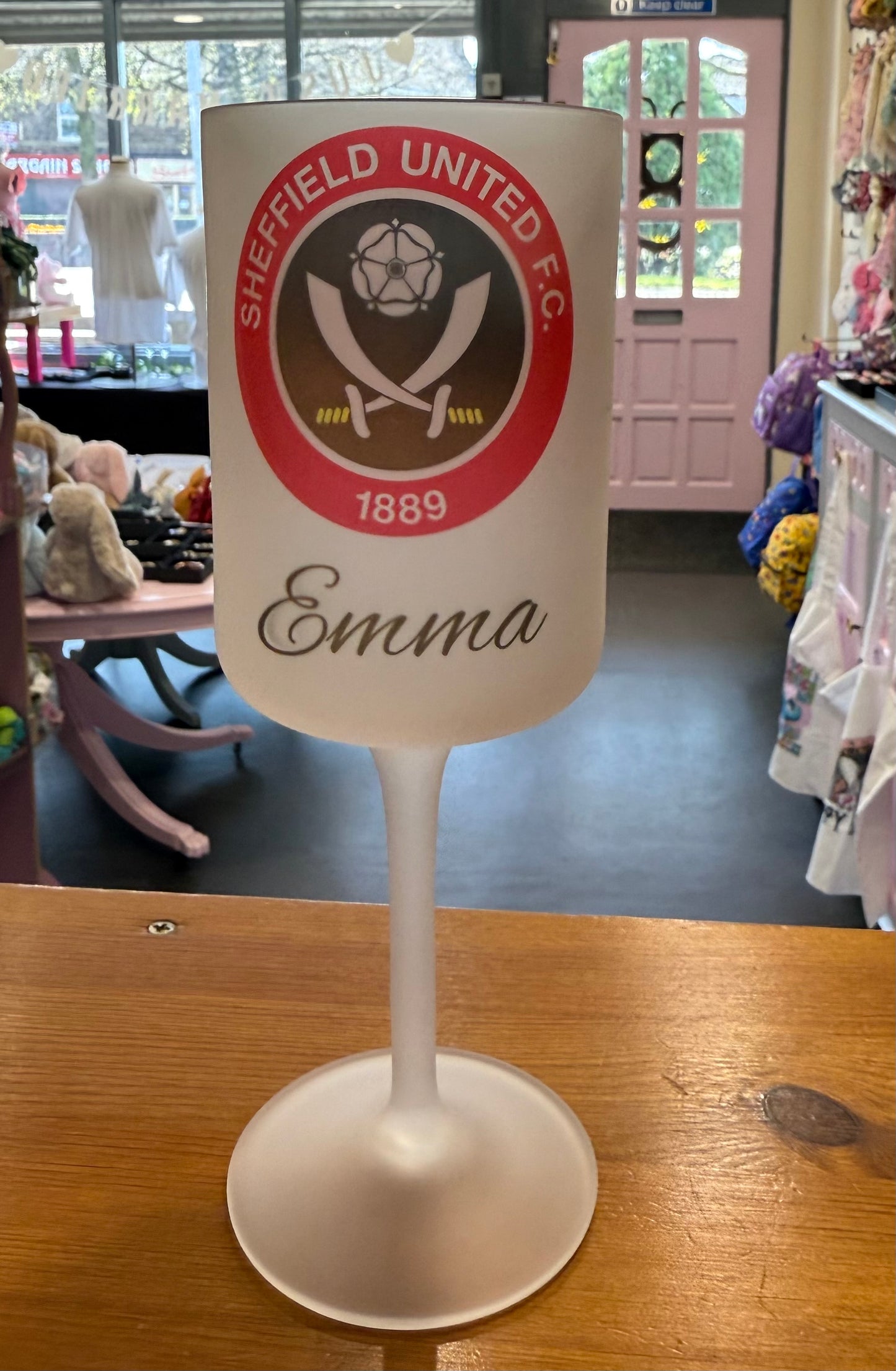 Sheffield United, Wine Goblet Glass, Personalised