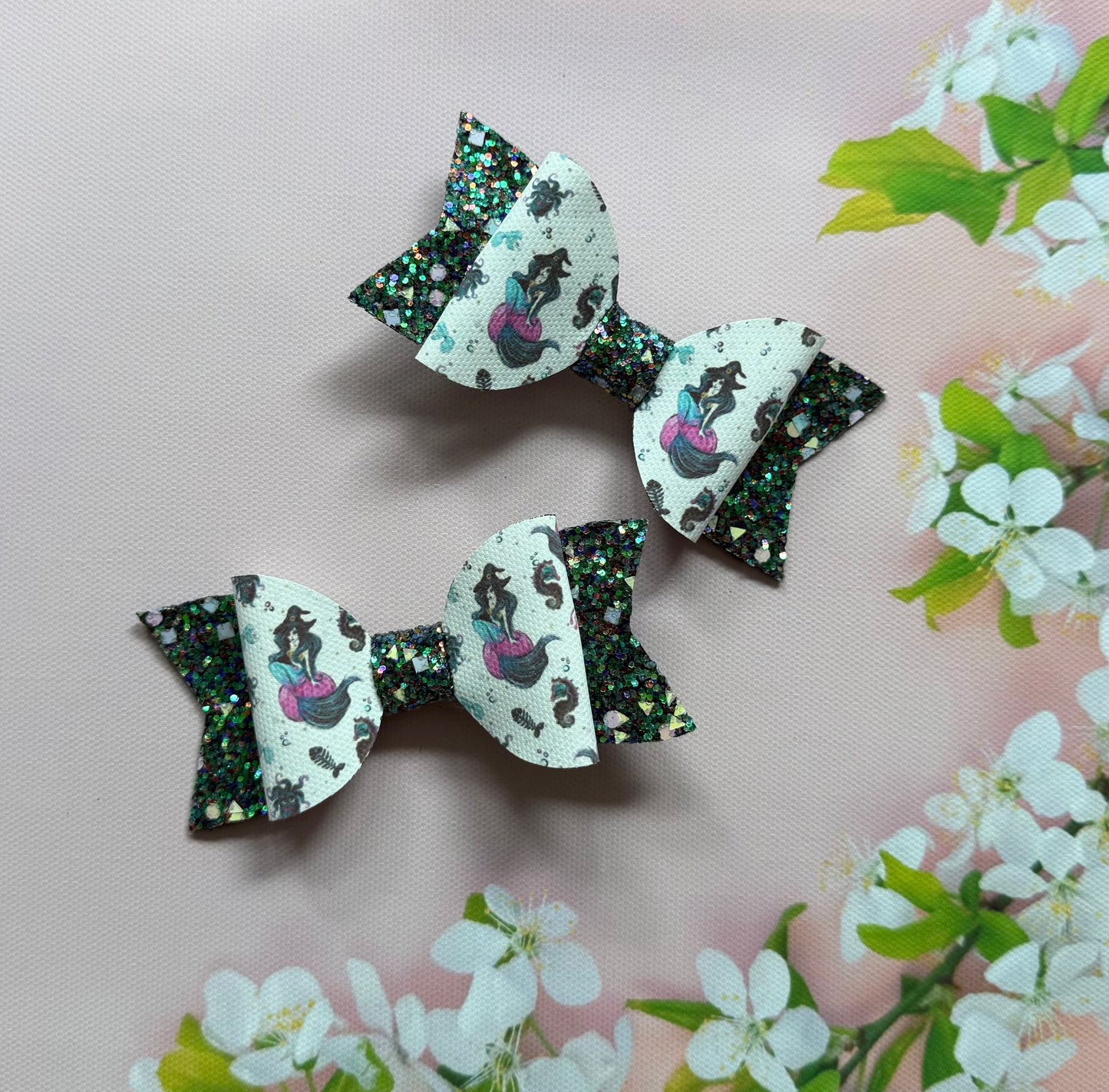 Handmade Halloween Hairbow, Mermaid Witch, Hair, Bow, Clip