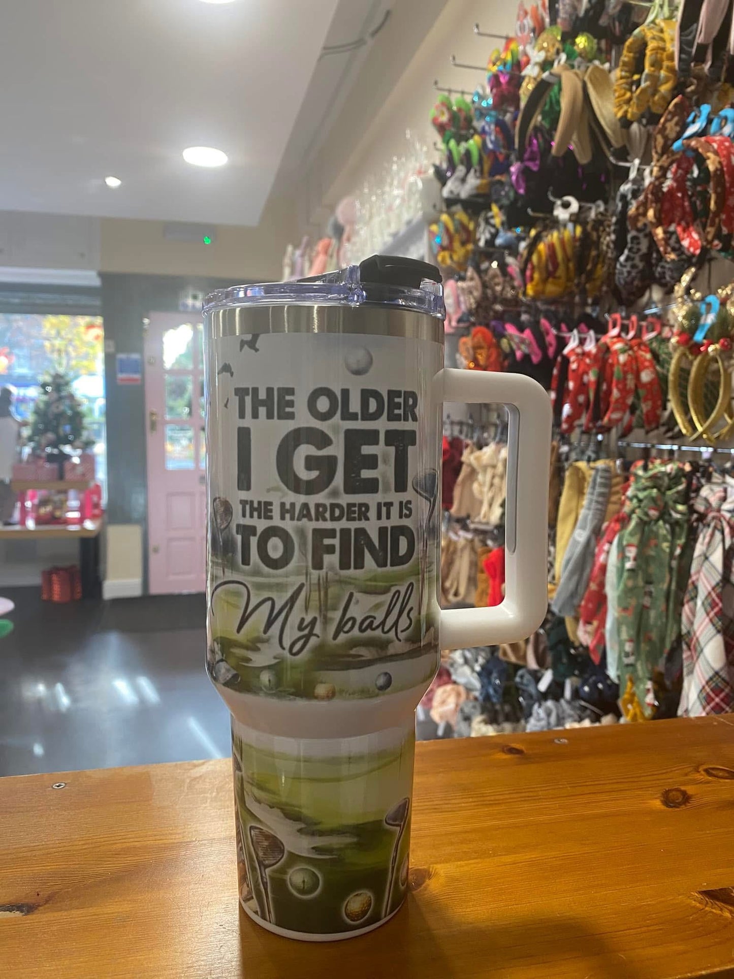 Golfing, 40oz Tumbler, 1.1 Litre, Insulated, Stainless Steel, Hot & Cold use, The older I get, the harder it is to find my balls!