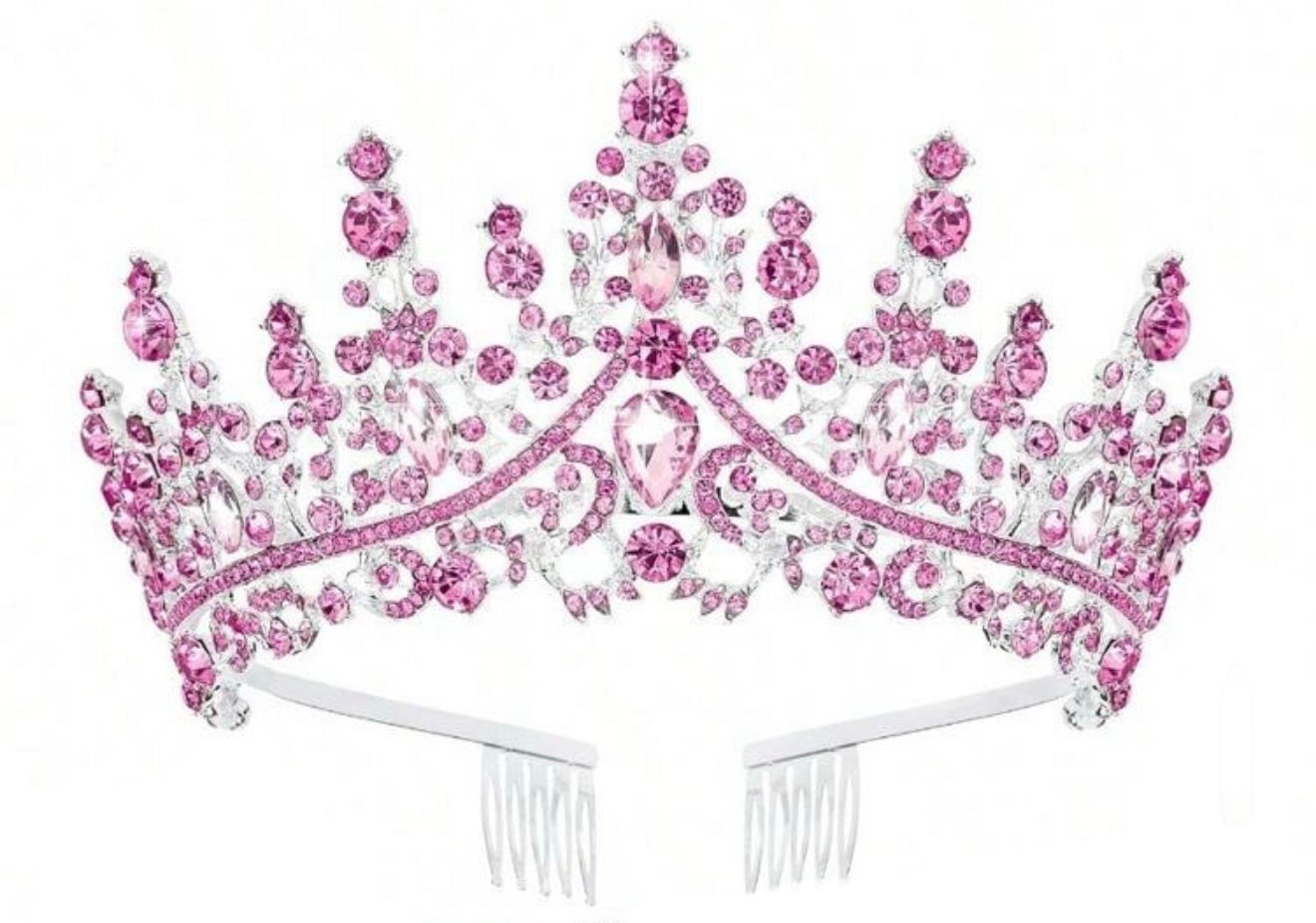 Diamanté Tiara, Pink Colour, Heavy, Metal, Wedding, Birthday, Prom