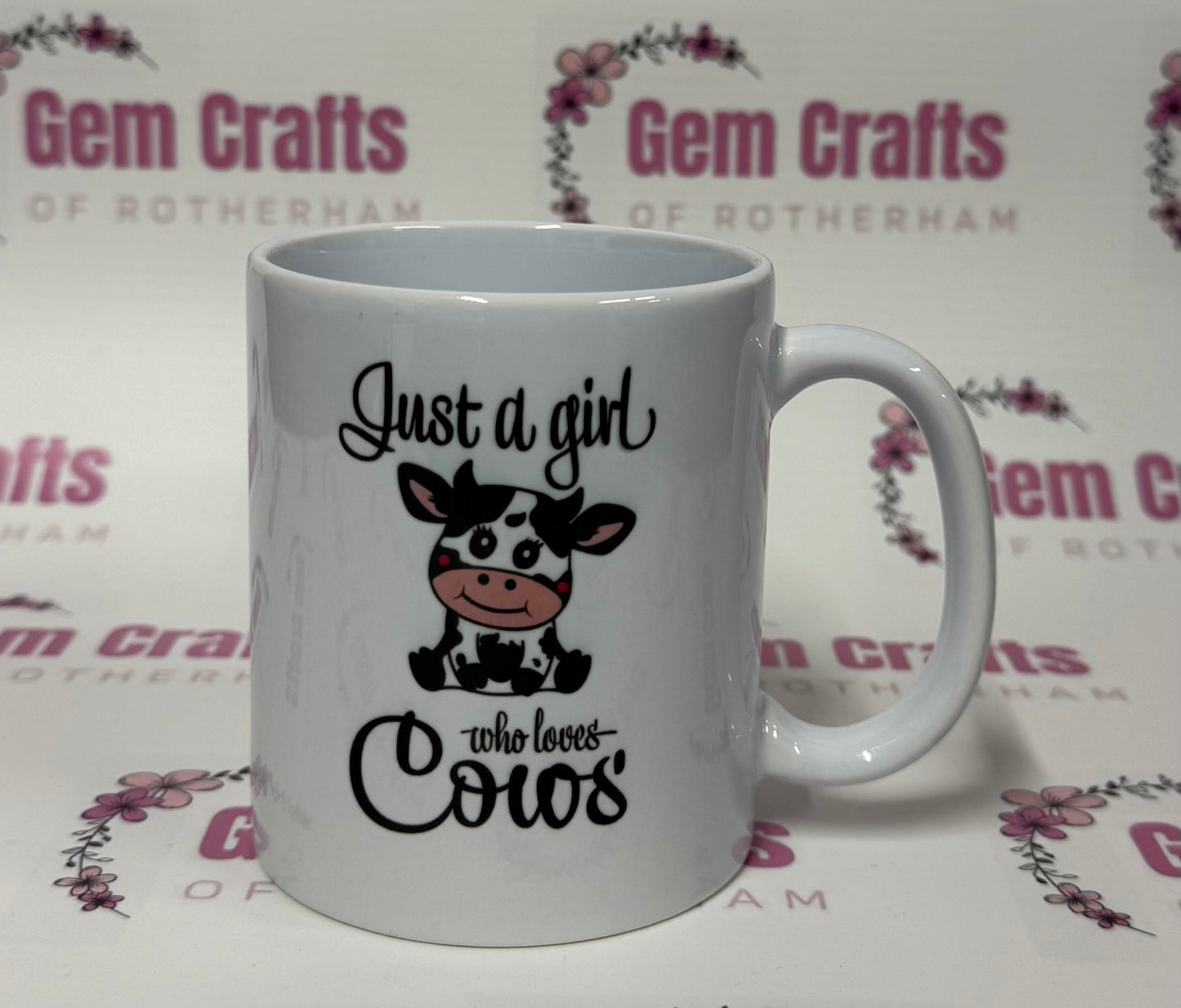 Just a Girl who loves cows, 11oz Ceramic Mug, Personalised, Joke, Funny