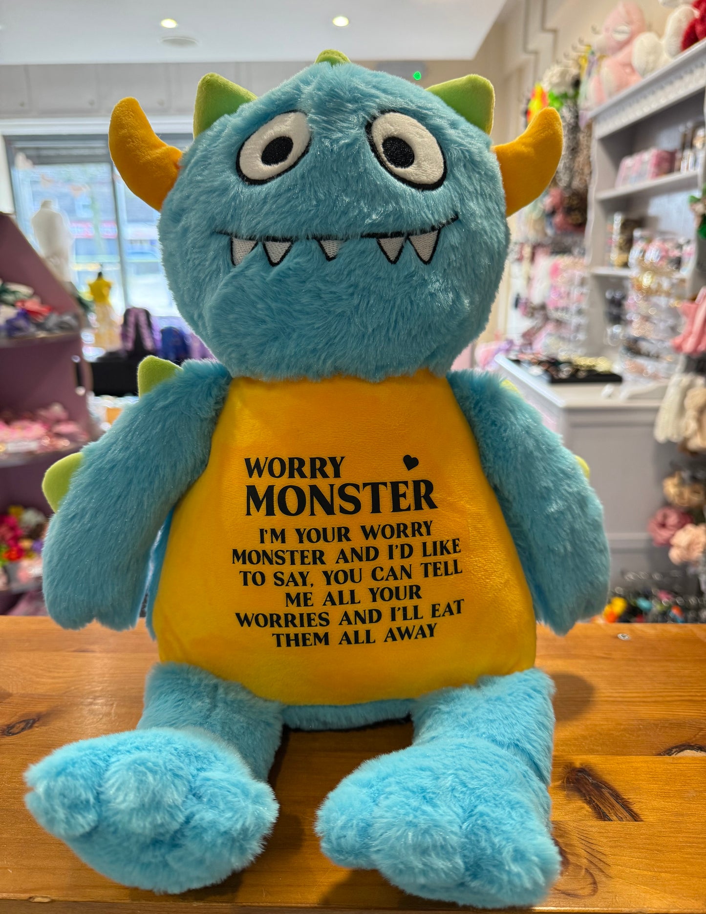 Blue Worry Monster, Tummi Bear, Personalised Soft Toy