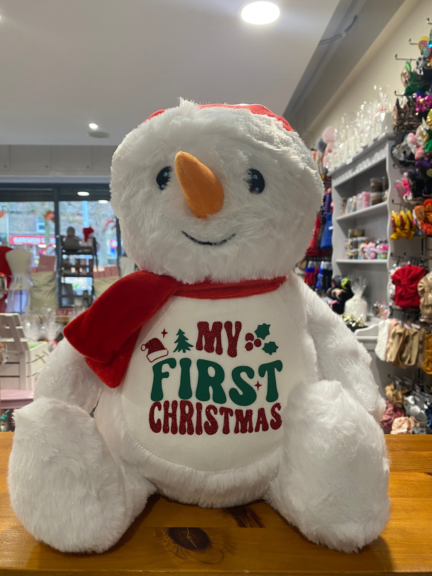 Snowman, Tummy Bear, Personalised Soft Toy, Christmas, Teddy