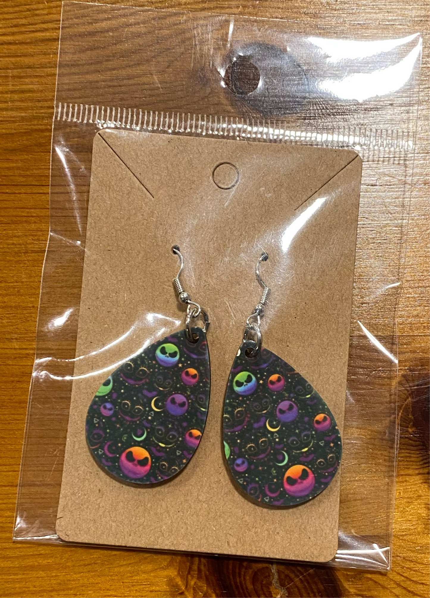 Handmade Earrings, Jack, Skeleton, Halloween, Printed, Multicolour