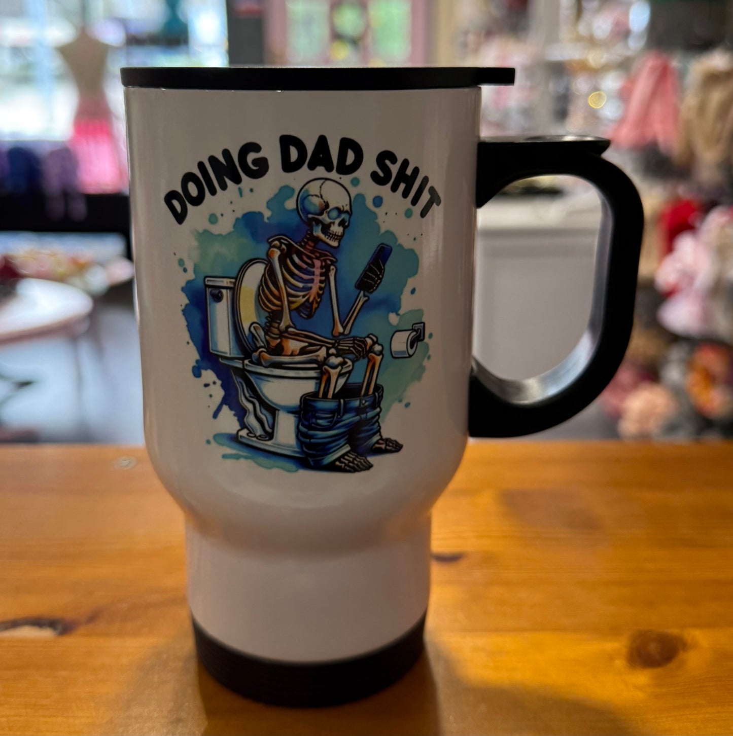 Doing Dad Shit!, Skeleton, Toilet, Travel Mug, Thermos, Fathers Day, Birthday