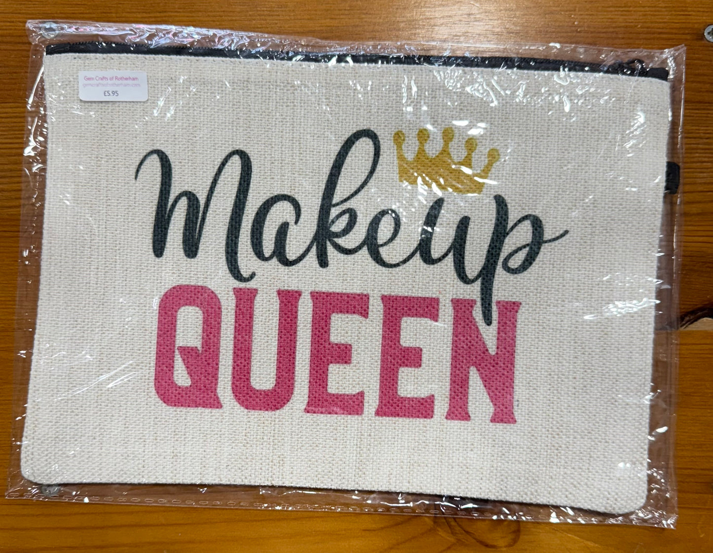 Make Up Queen, Large Linen Cosmetic Bag, Funny Quote, Personalised