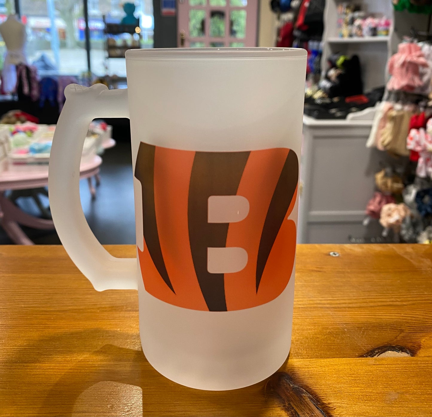 Bengal Tigers, Frosted Glass Stein, 16oz Glass, 450ml, Cold Use, Perfect Gift, Personalised