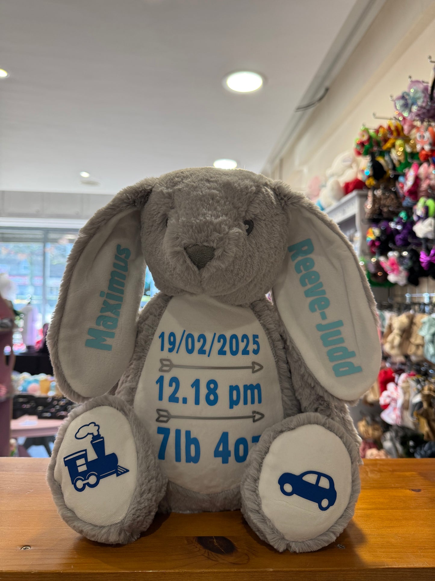 Grey Rabbit, Tummi Bear, Personalised Soft Toy