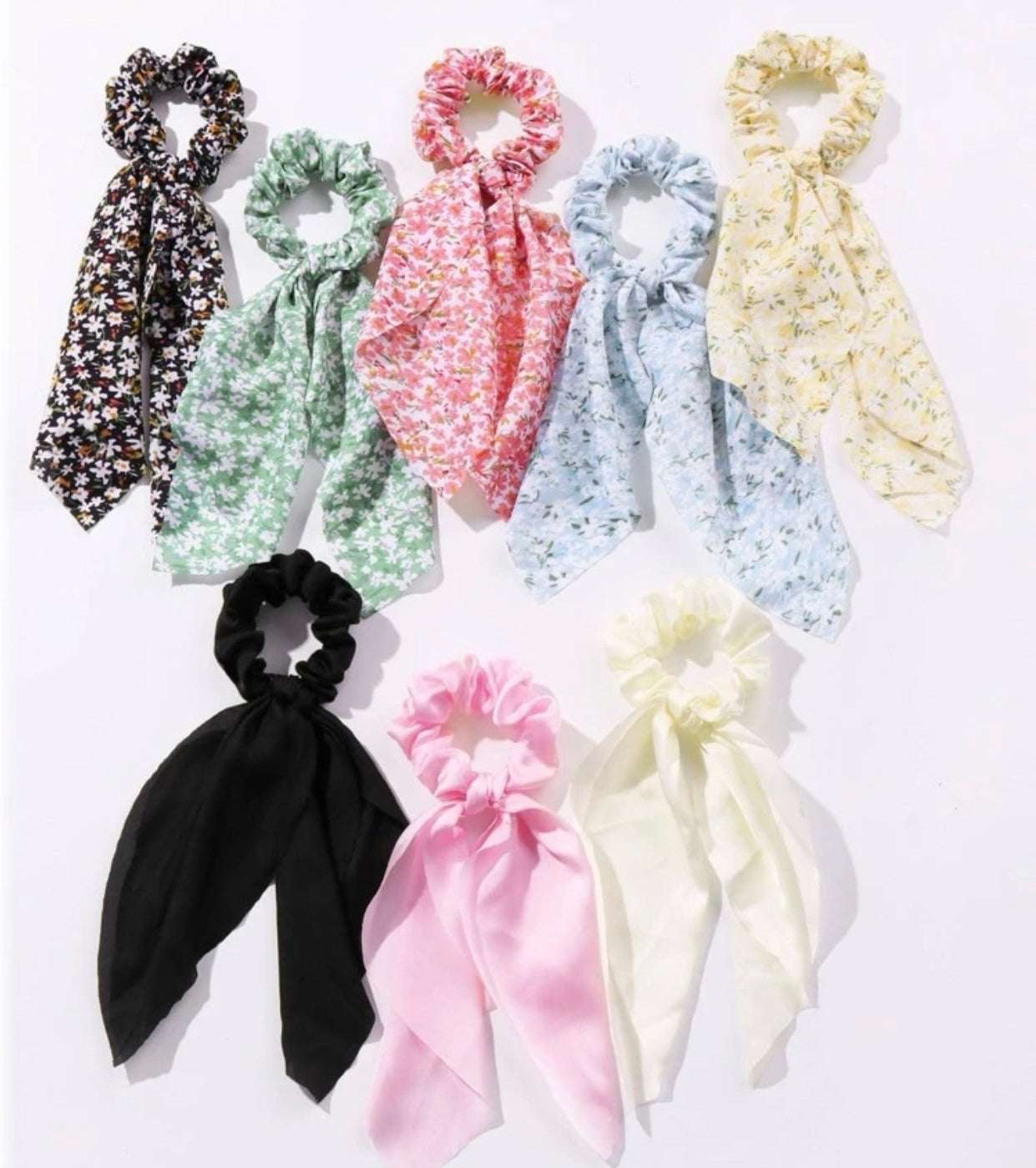 Floral Tassel Scrunchies, Flowers, Summer Scrunchies, Choice of Colours