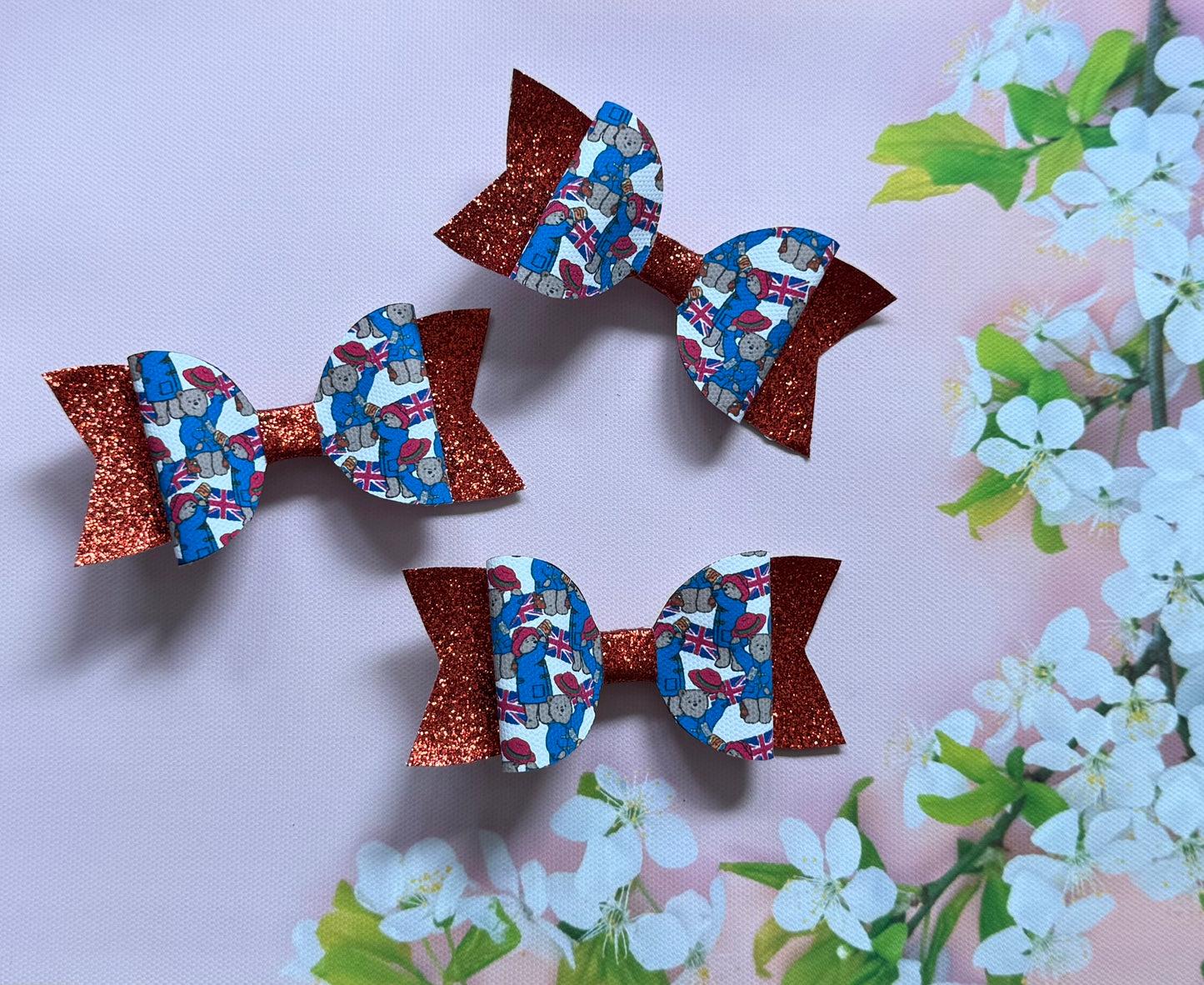 Handmade Paddington Bear Hairbow, Hair, Bow, Clip