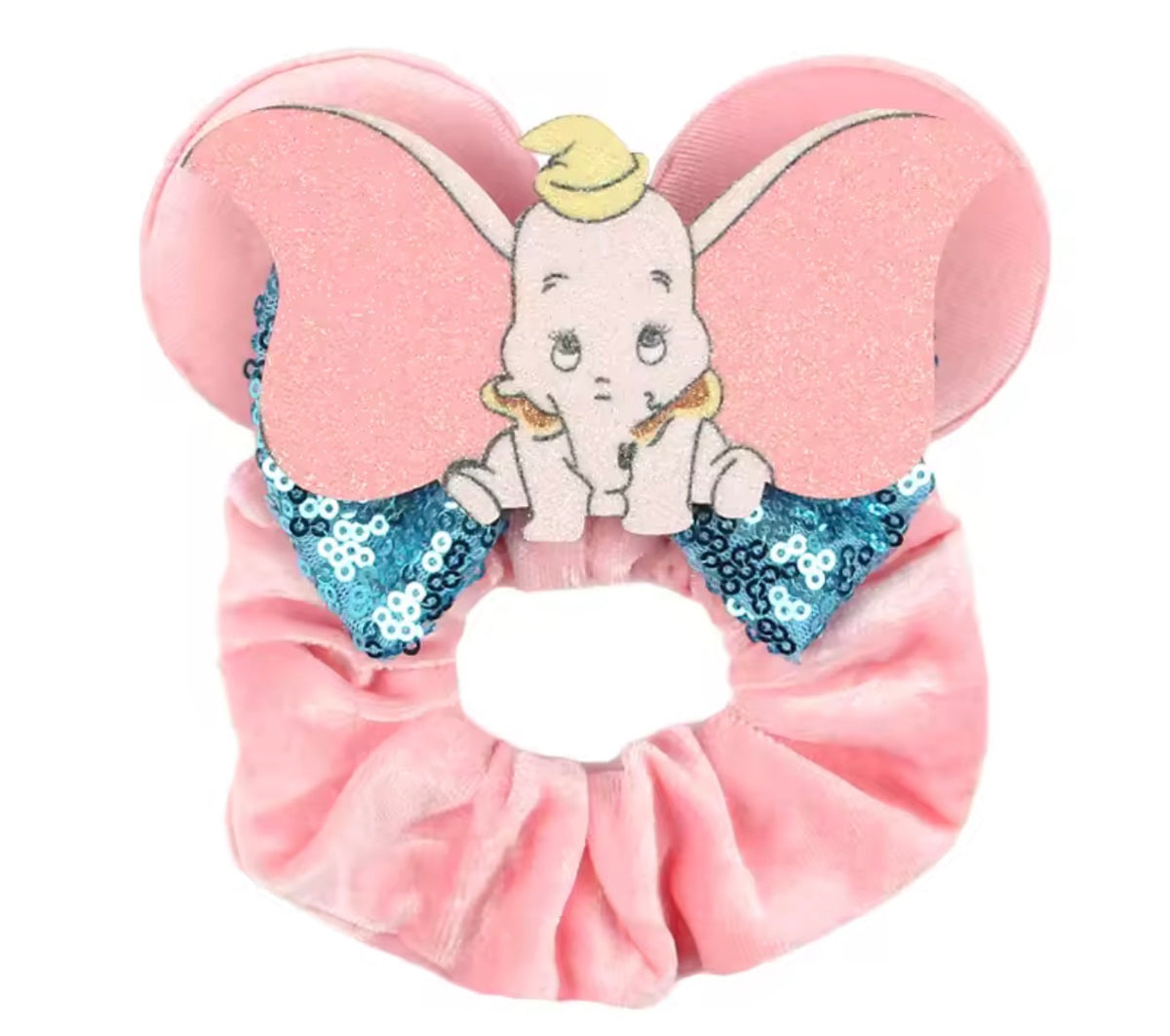 Mouse Ear Velvet Scrunchie, Dumbo, Elephant