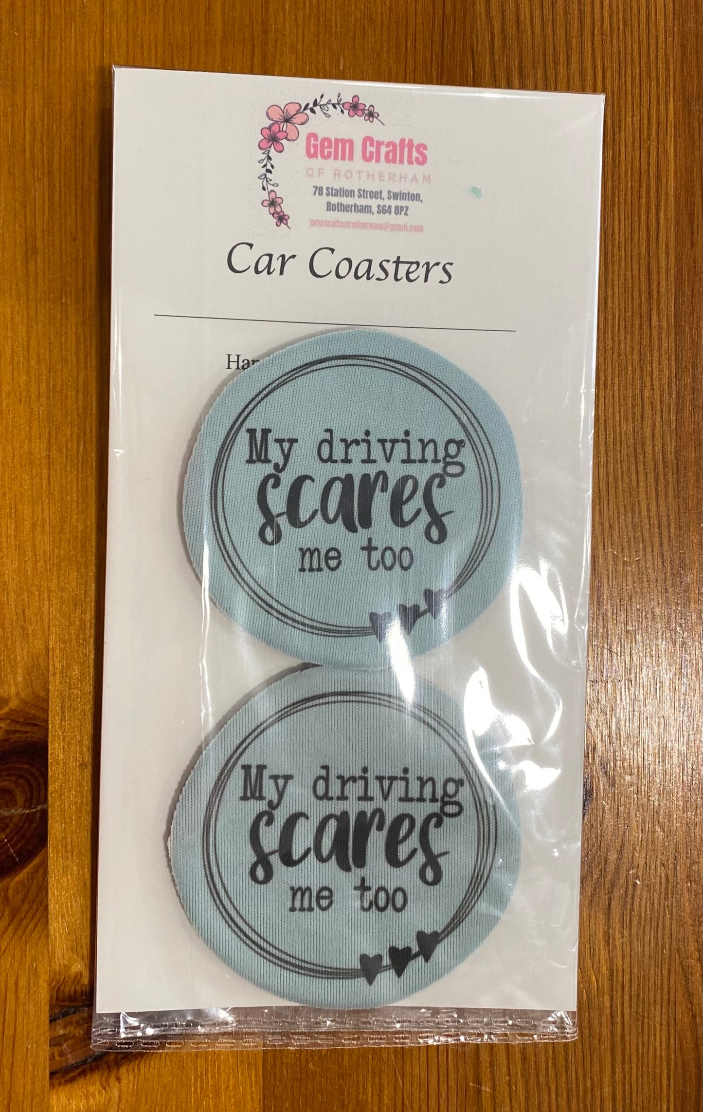 My driving scares me too, Car Coasters, Funny Car Decoration, Set of 2