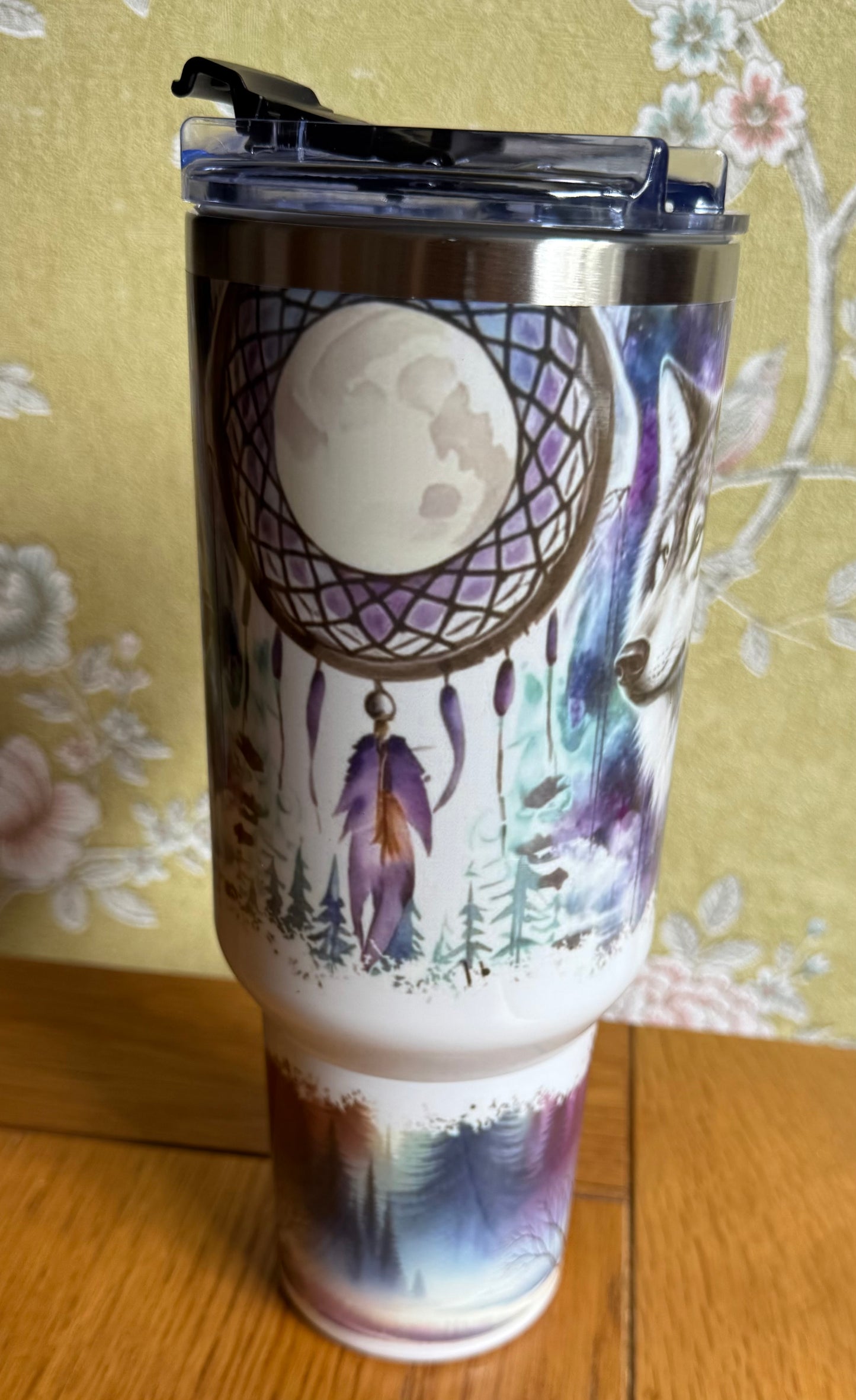 Wolf, Dream Catcher, 40oz Tumbler, 1.1 Litre, Insulated, Stainless Steel, Hot & Cold use, Personalised
