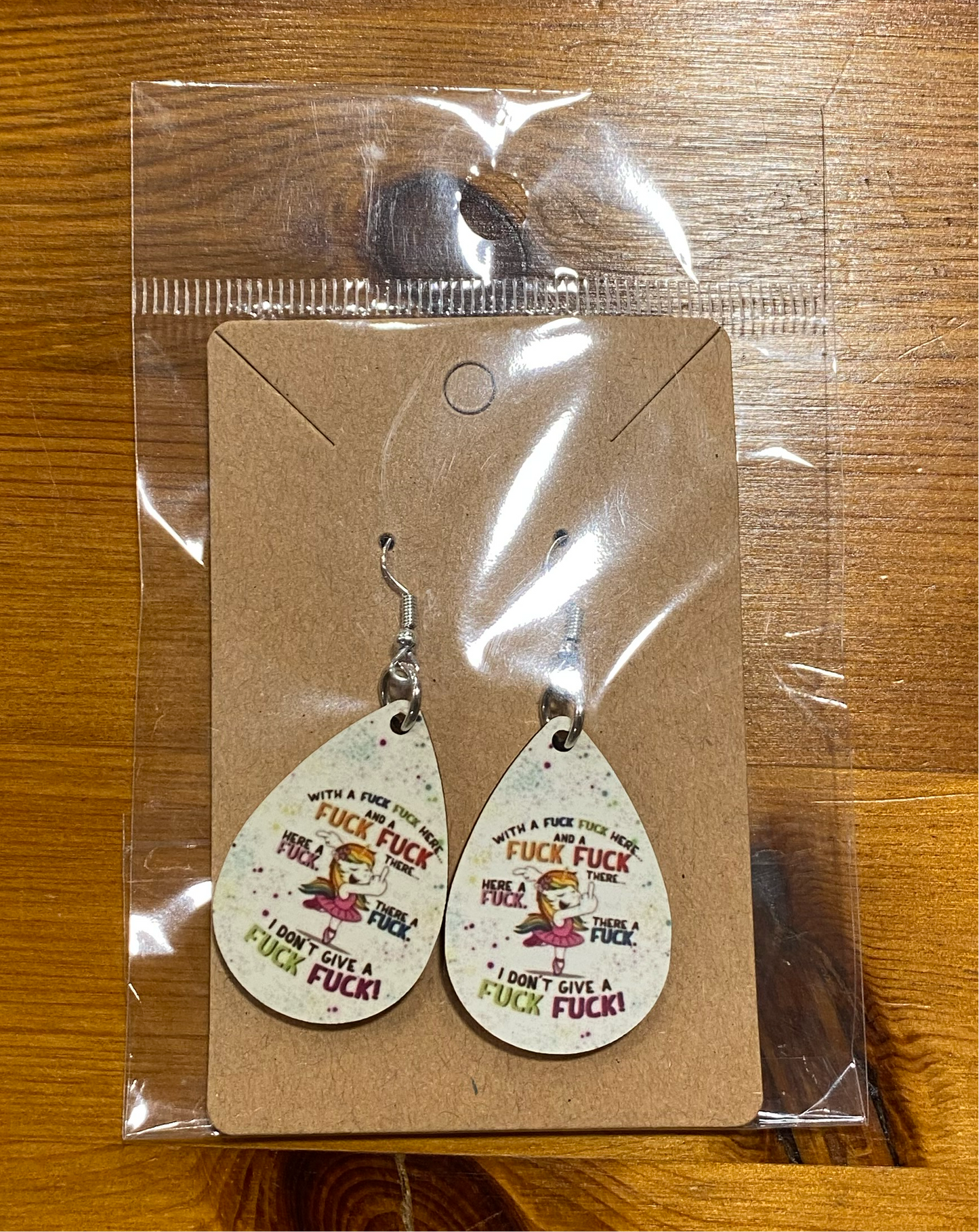 Handmade Earrings, Funny, Rude, Fuck