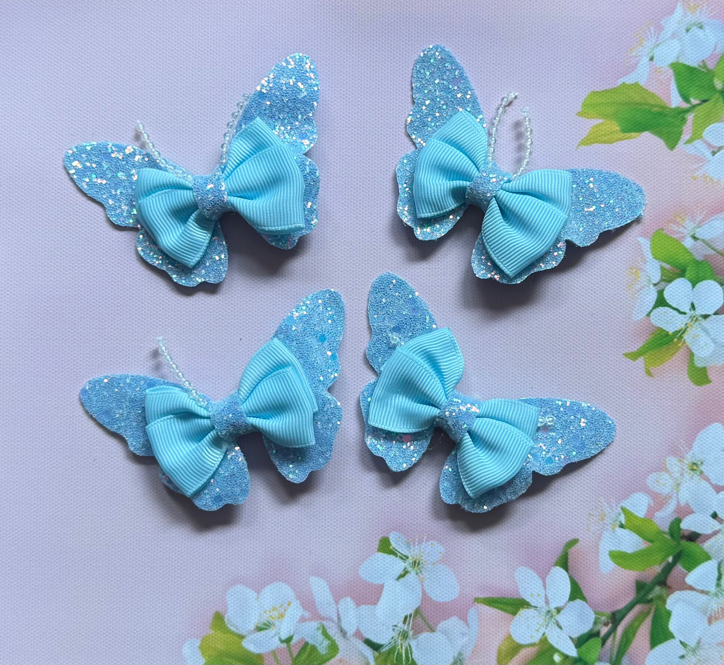 Handmade Blue Butterfly Hairbow, Hair, Bow, Clip
