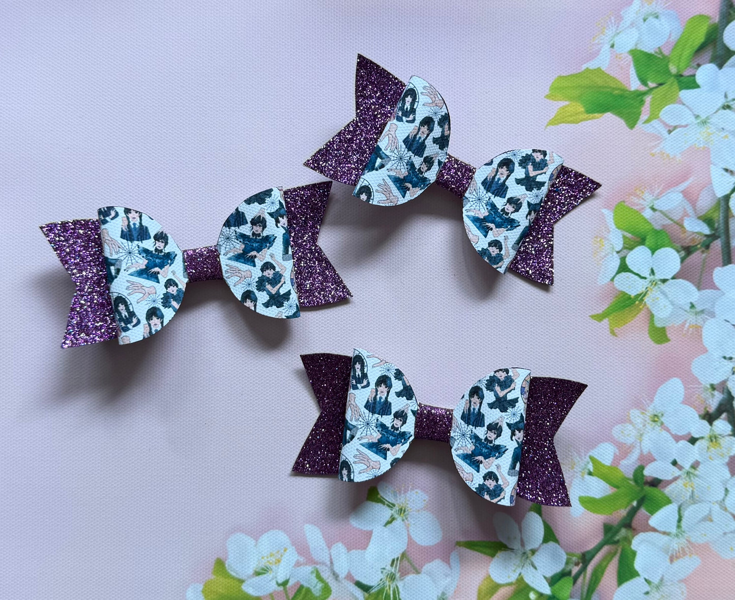 Handmade Wednesday Addams Hairbow, Hair, Bow, Clip