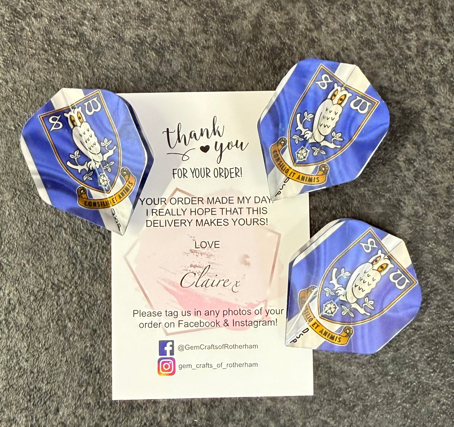 Dart Flyts, Dart Flights, Set of 3, Football, Sheffield Wednesday, SWFC
