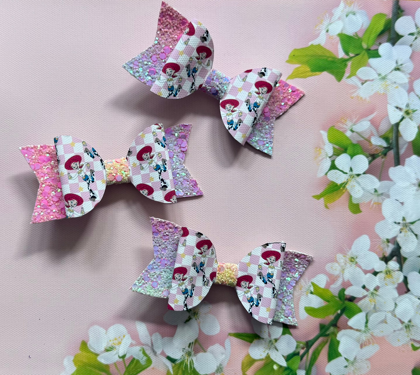 Handmade Jessie Hairbow, Hair, Bow, Clip Toy Story