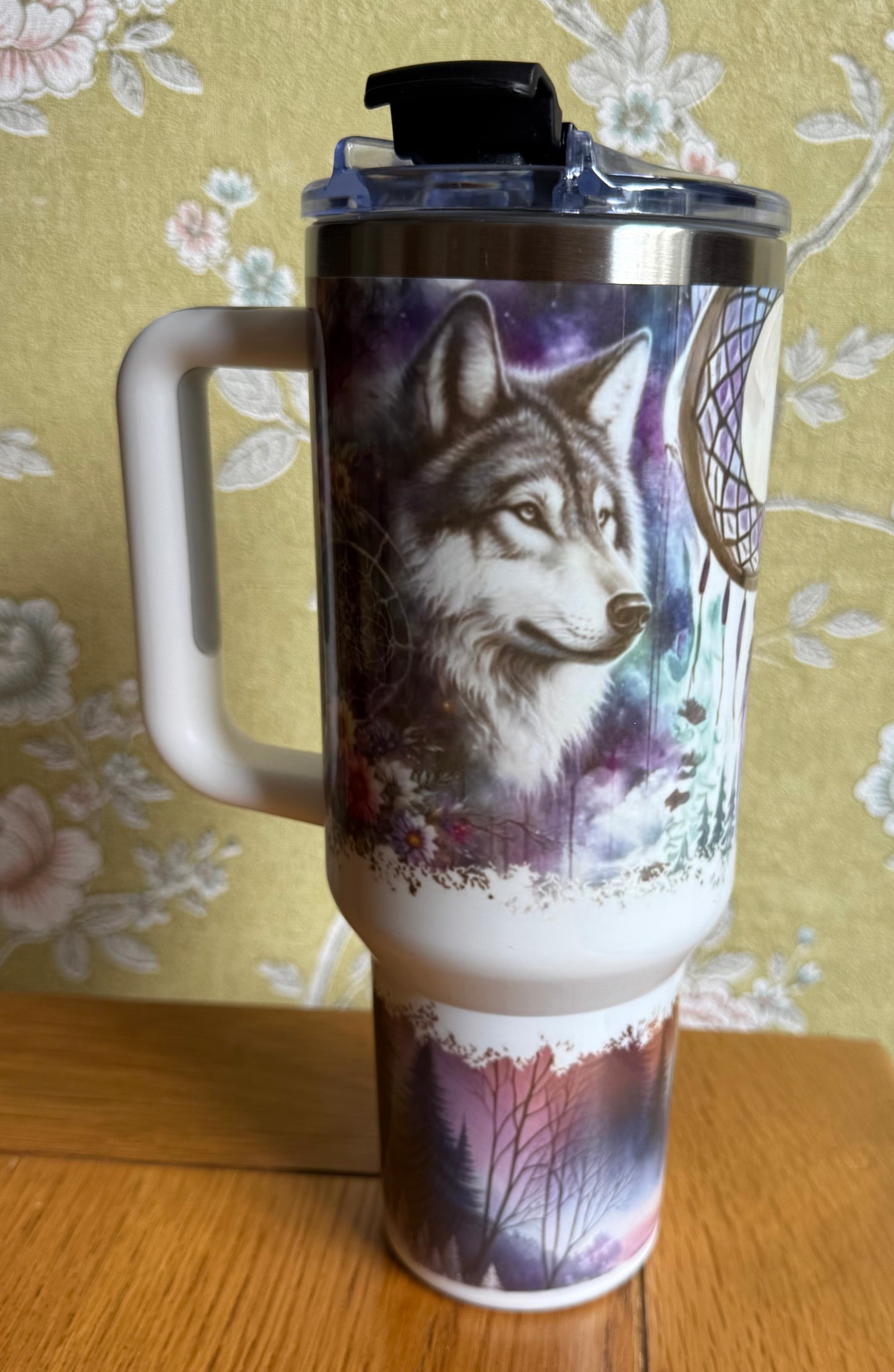 Wolf, Dream Catcher, 40oz Tumbler, 1.1 Litre, Insulated, Stainless Steel, Hot & Cold use, Personalised