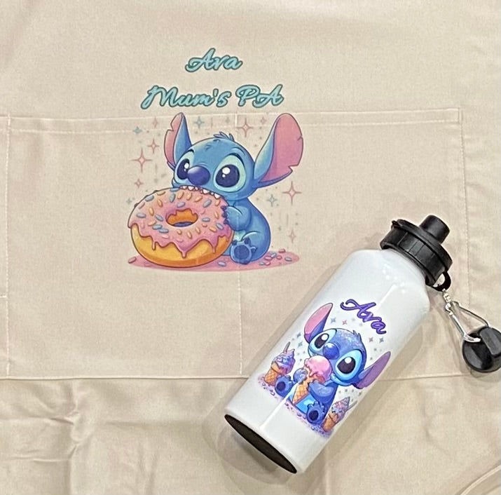 Stitch Adult Apron, Pink, White or Beige Pinny, Cooking, Baking, Personalised, Unisex, Mens, Women’s