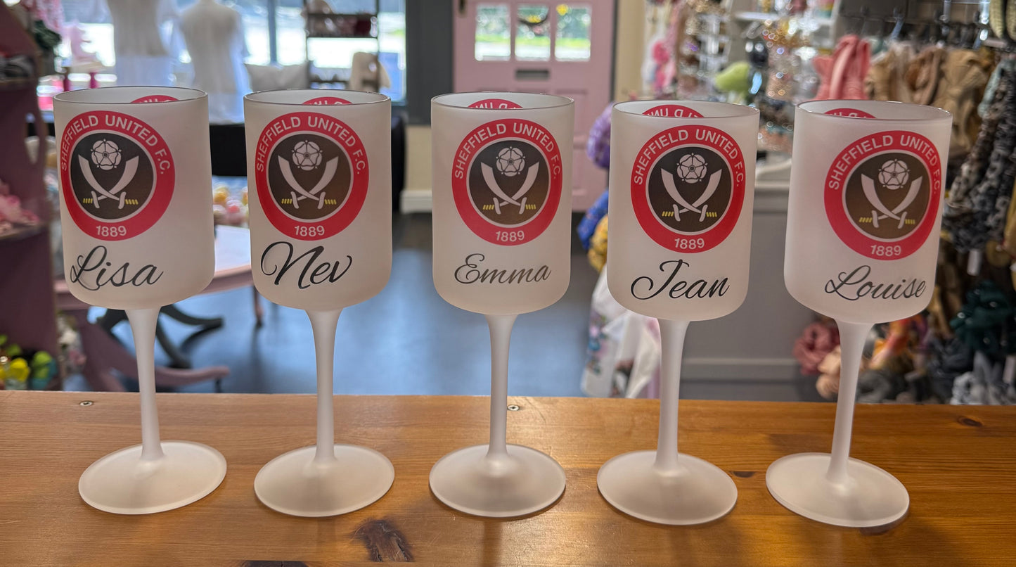 Sheffield United, Wine Goblet Glass, Personalised